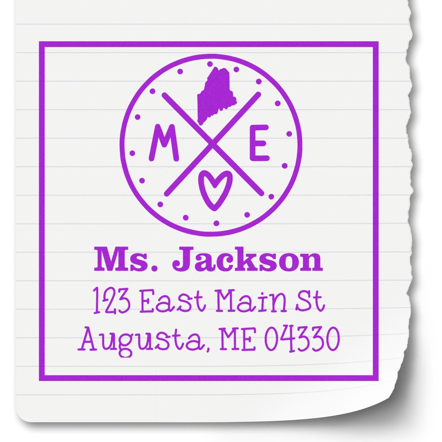 Wood Handle Maine State Cross Customizable Return Address Stamp