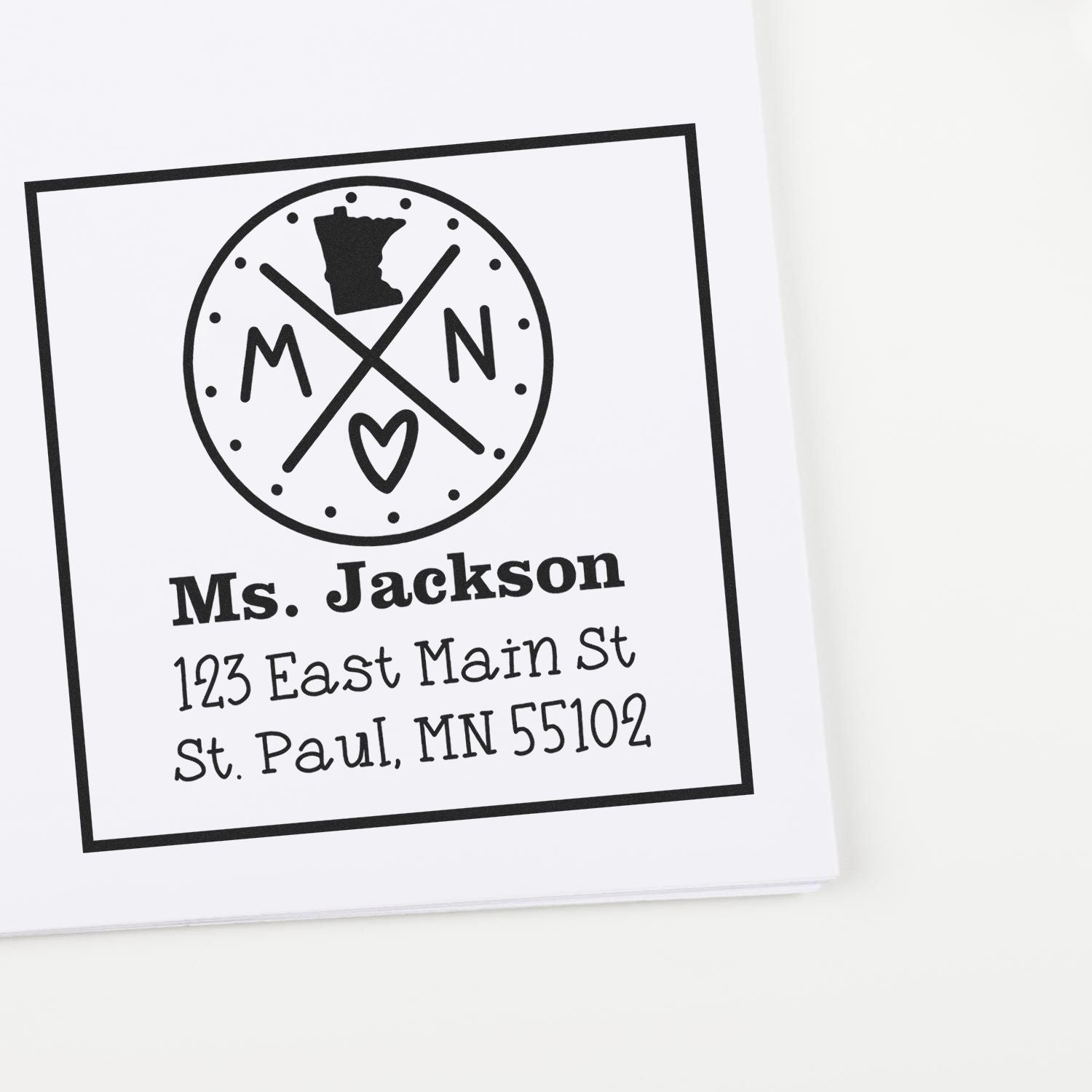 Self-Inking Minnesota State Cross Customizable Home Address Stamp