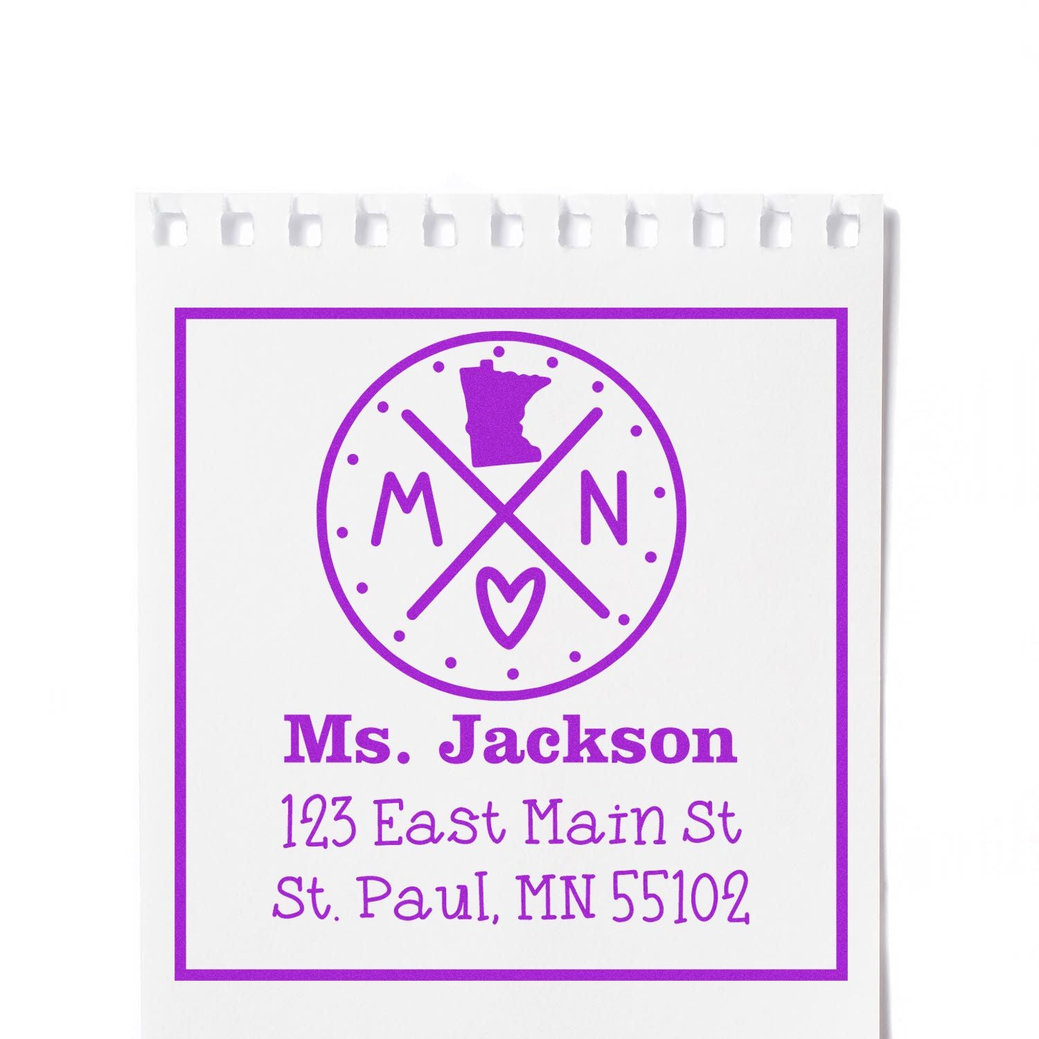 Wood Handle Minnesota State Cross Customizable Name and Address Stamper