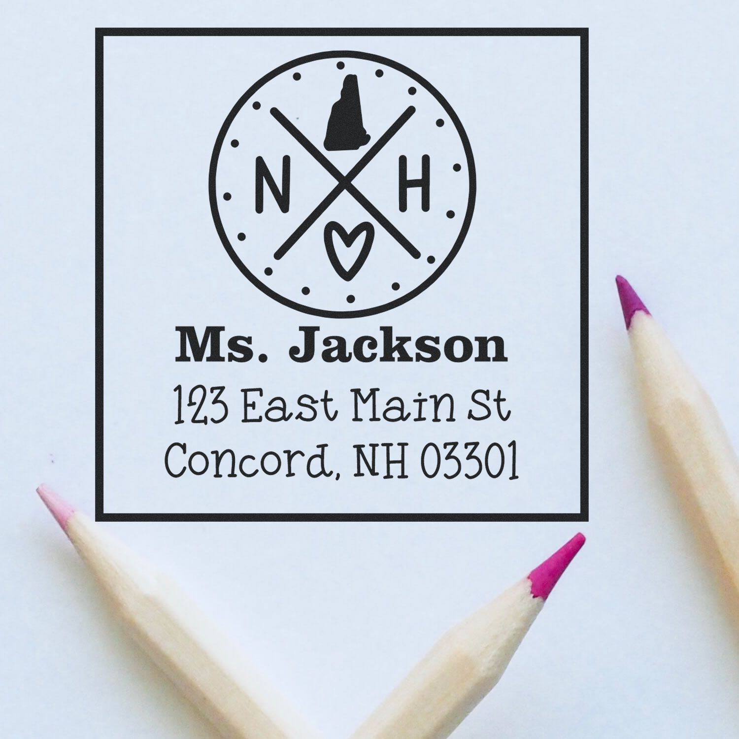 Self-Inking New Hampshire State Cross Customizable Address Return Stamp