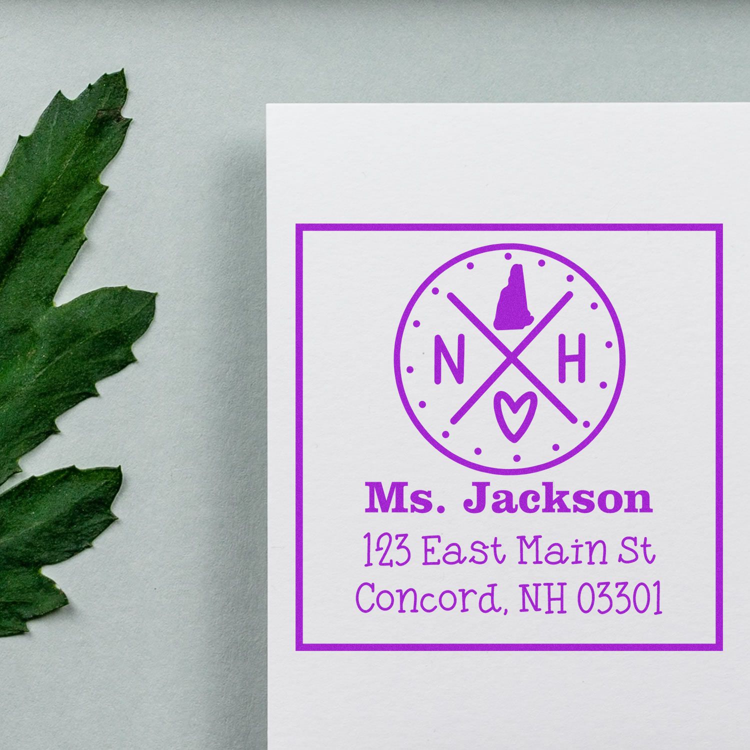 Slim New Hampshire State Cross Customizable Address Label Stamper