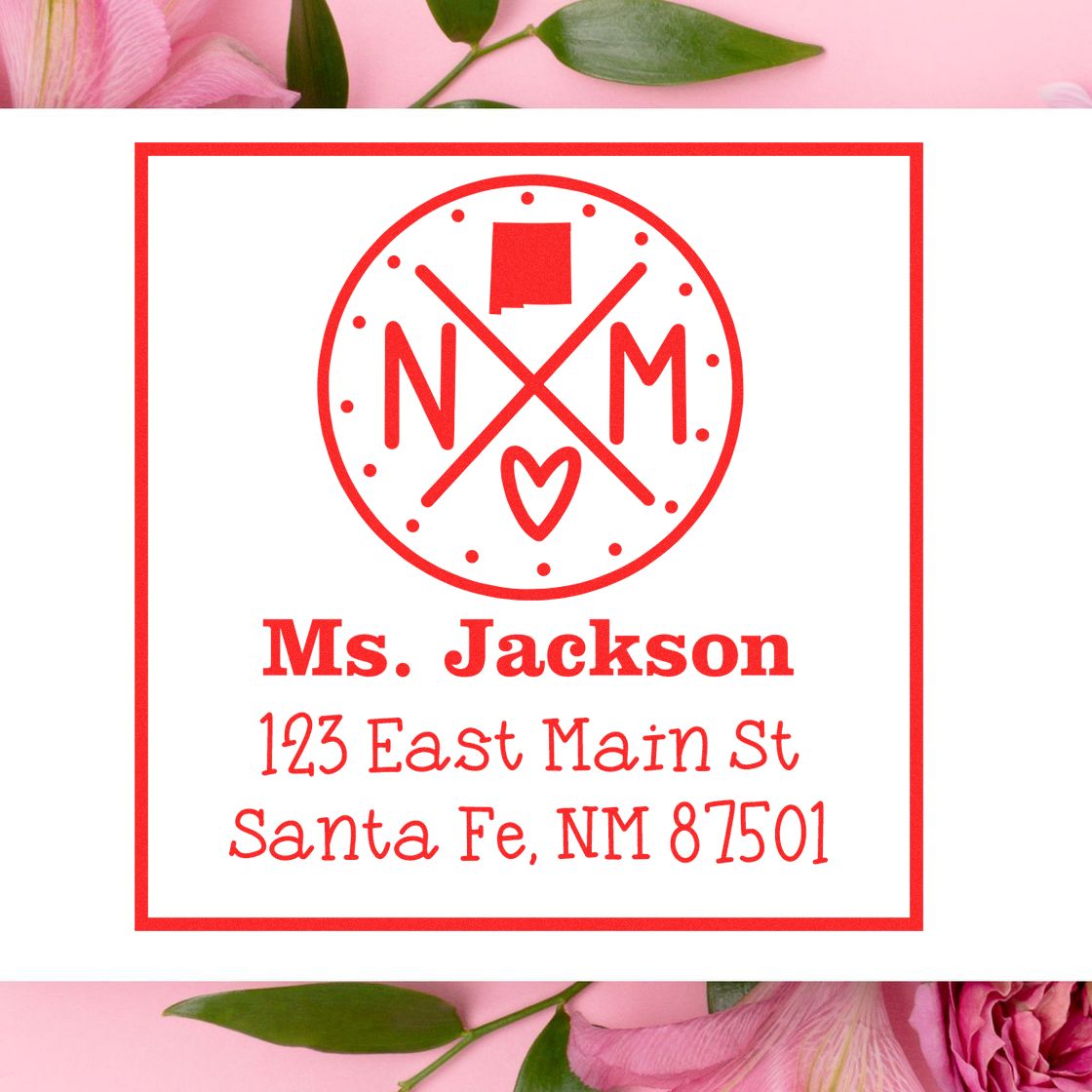 Wood Handle New Mexico State Cross Customizable Home Address Stamp