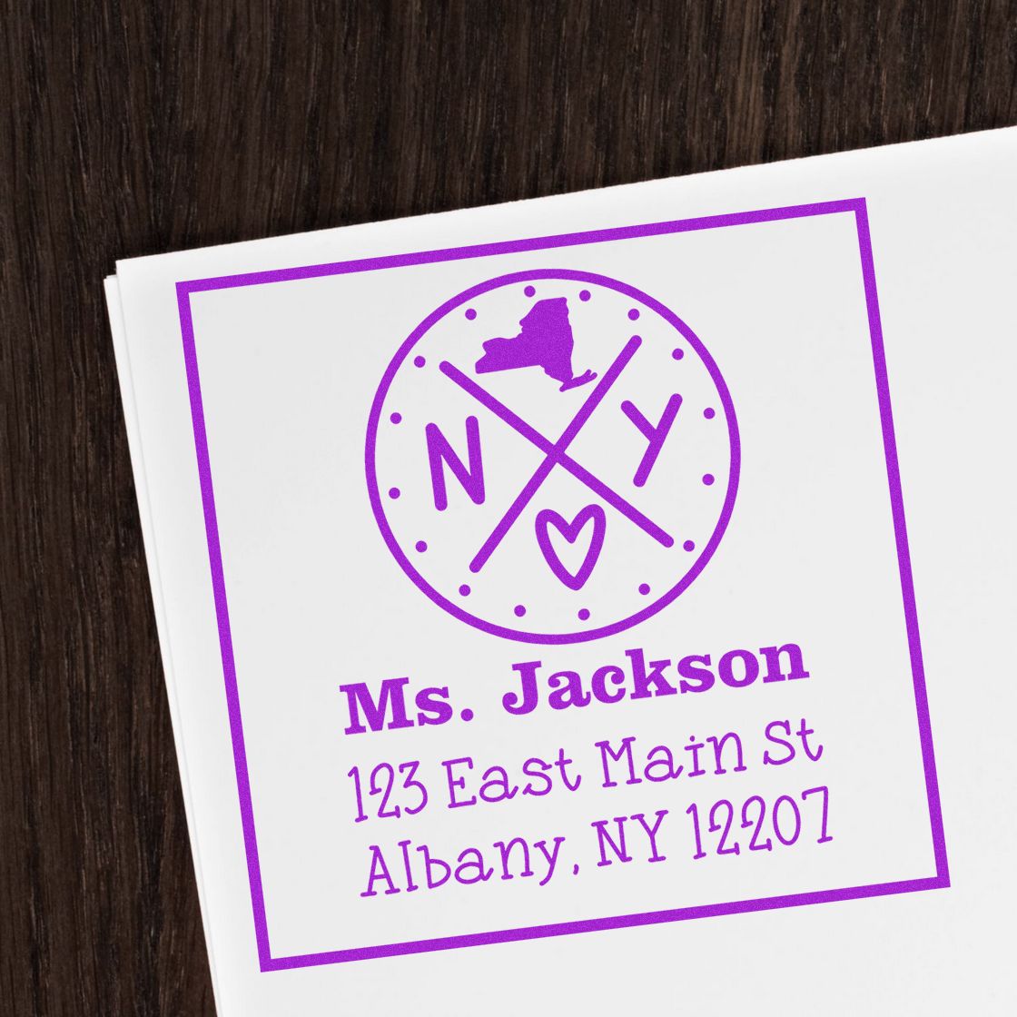 PSI Pre-Inked New York State Cross Customizable New Address Rubber Stamp