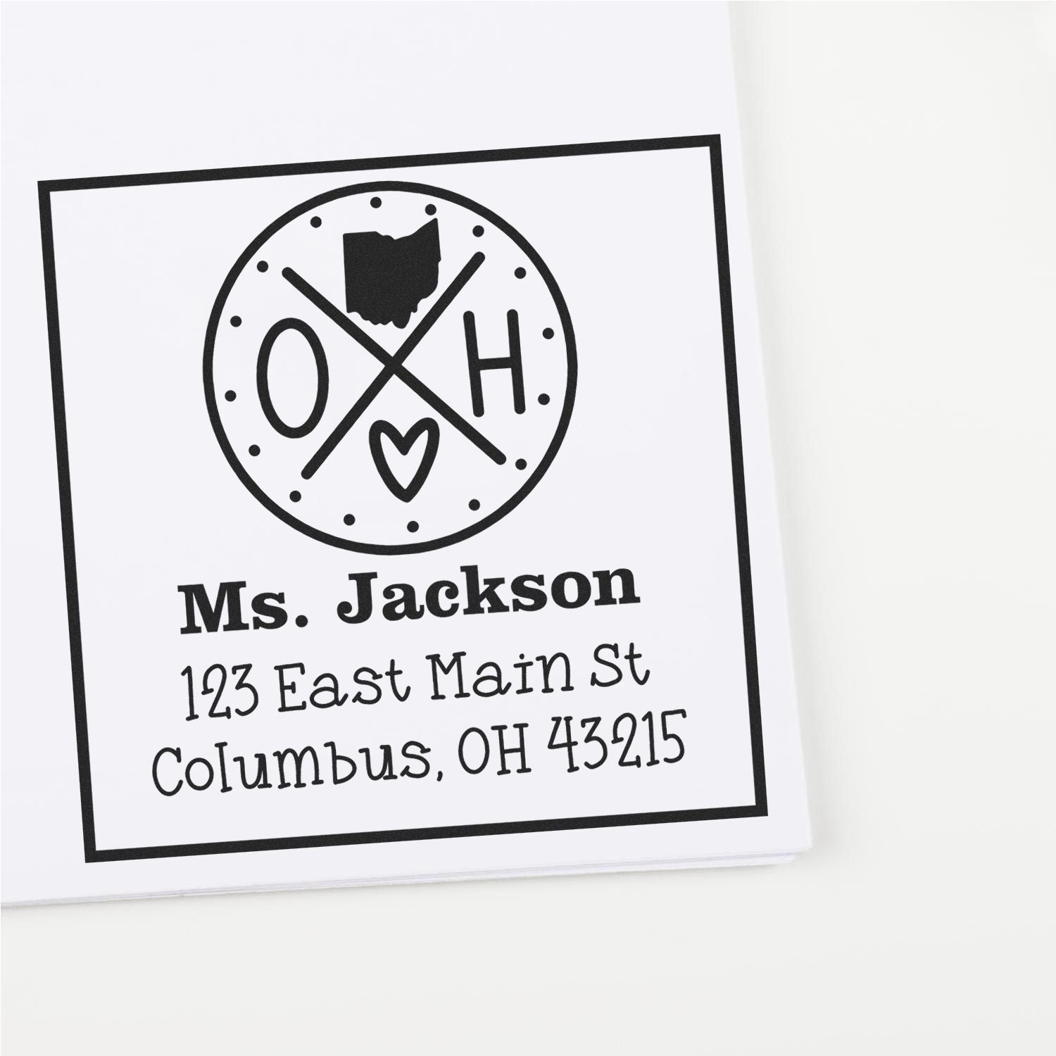 PSI Pre-Inked Ohio State Cross Customizable Home Address for Envelopes Rubber Stamp