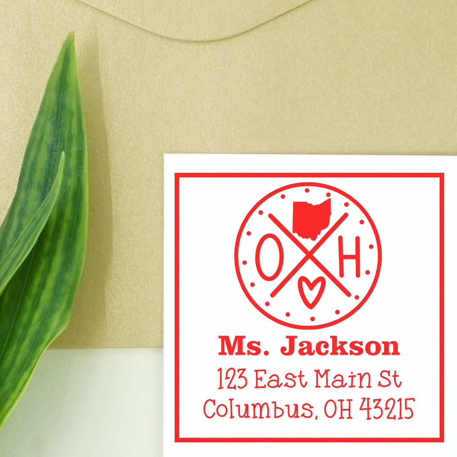 PSI Pre-Inked Ohio State Cross Customizable Home Address for Envelopes Rubber Stamp