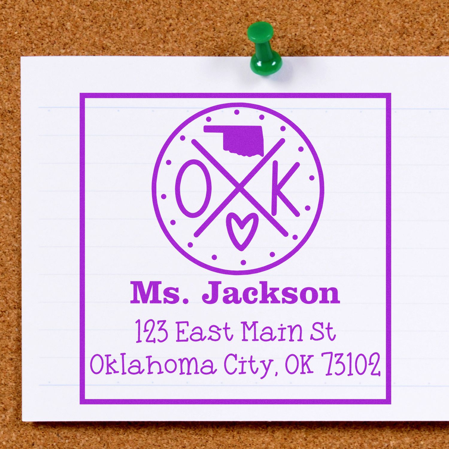 Wood Handle Oklahoma State Cross Customizable New Home Address Rubber Stamp