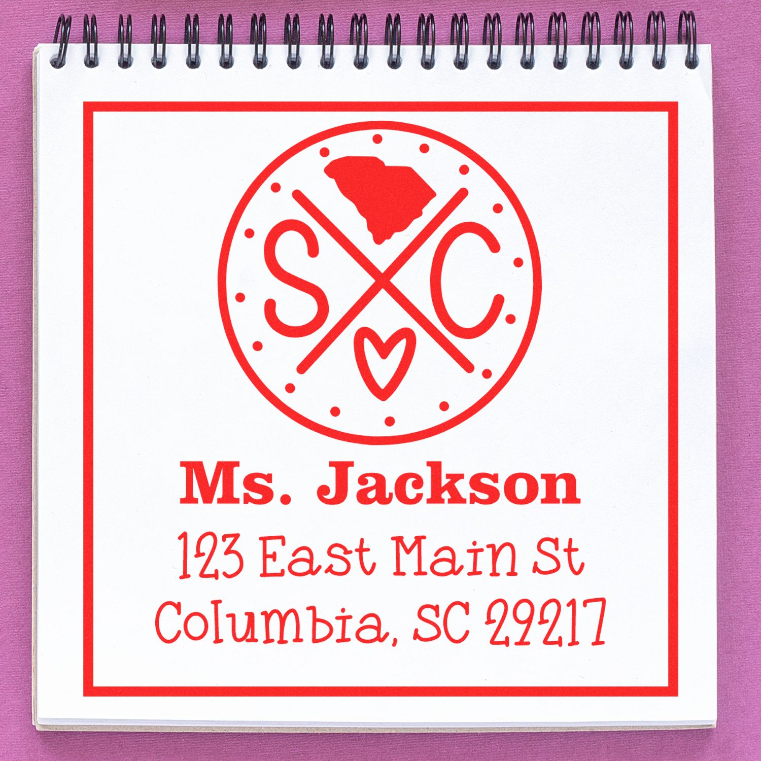 PSI Pre-Inked South Carolina State Cross Custom-Made Address Stamper