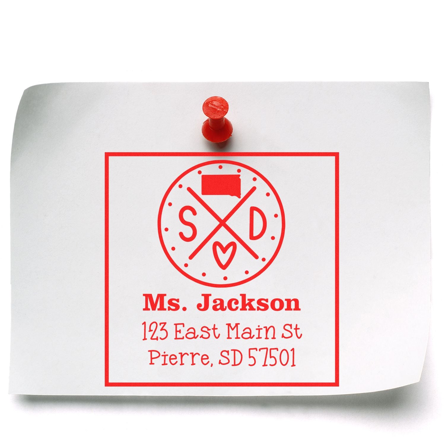 Self-Inking South Dakota State Cross Customizable Home Address for Envelopes Stamp