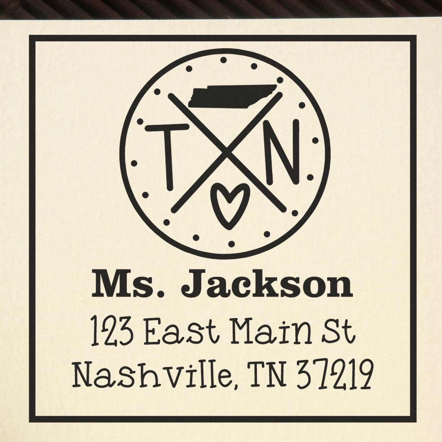 Wood Handle Tennessee State Cross Customizable Mailing Address Rubber Stamp