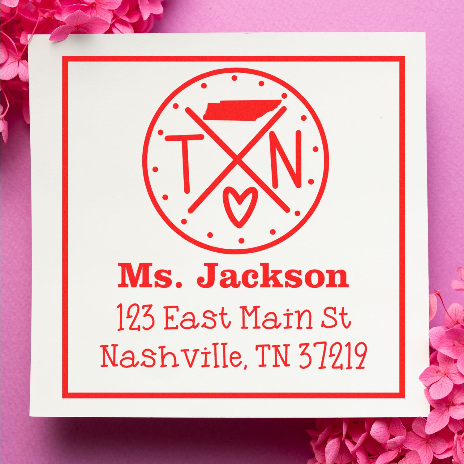 Wood Handle Tennessee State Cross Customizable Mailing Address Rubber Stamp