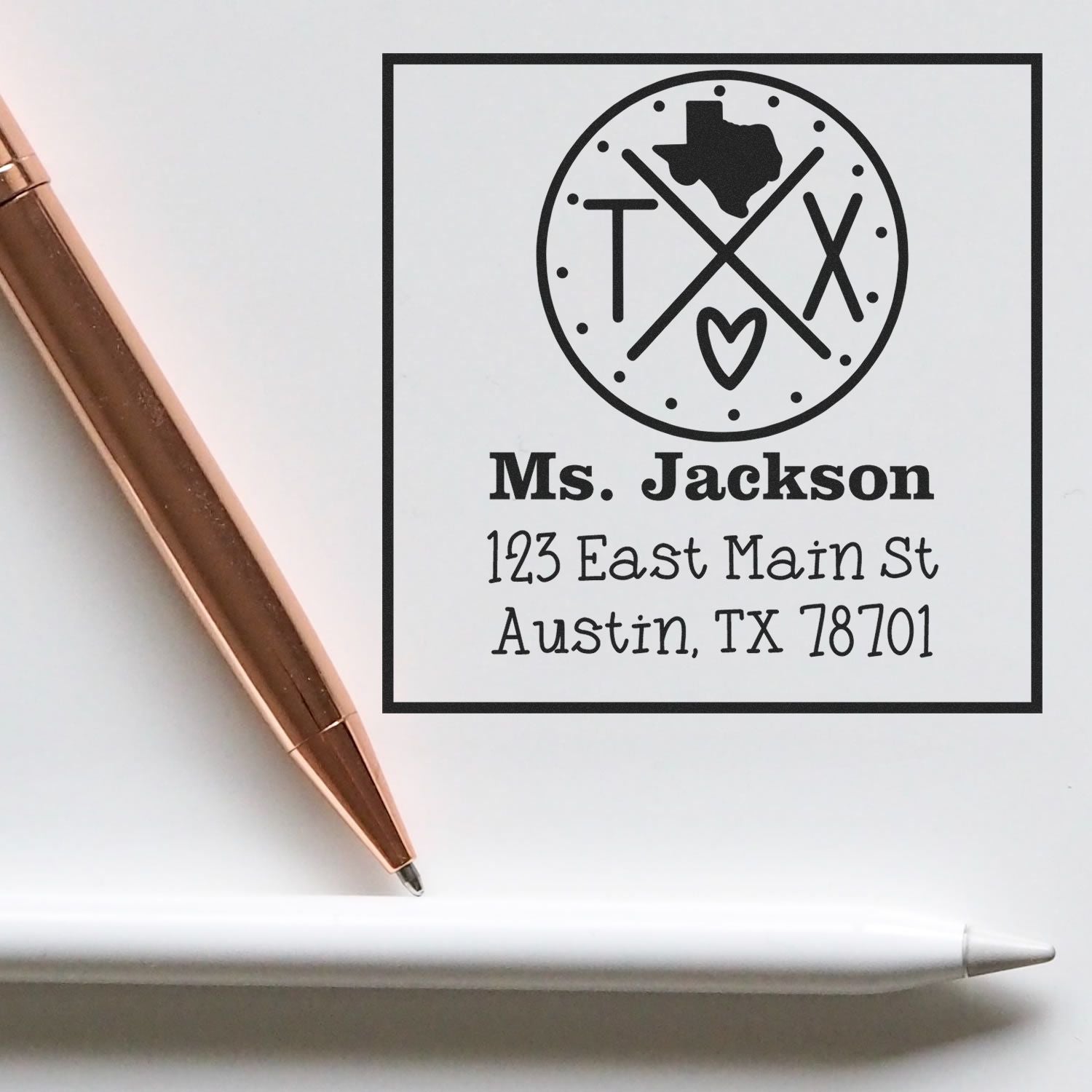 Self-Inking Texas State Cross Customizable Home Address for Envelopes Rubber Stamp