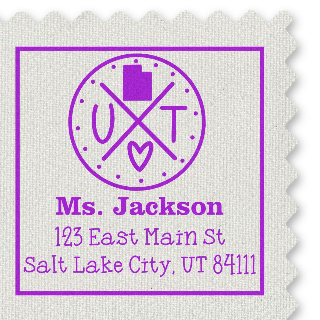 PSI Pre-Inked Utah State Cross Custom-Made Return Address Rubber Stamp