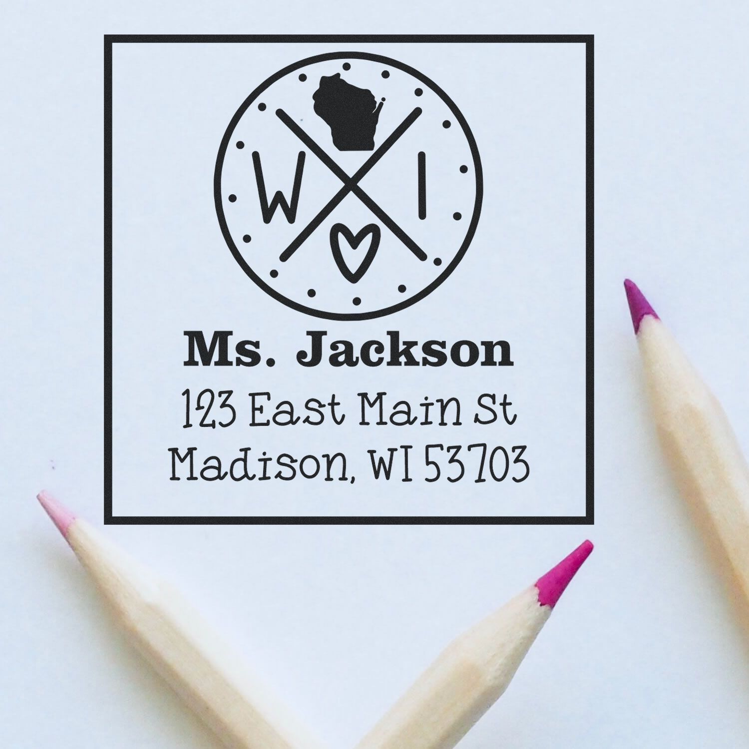 Self-Inking Wisconsin State Cross Custom-Made Address Rubber Stamp