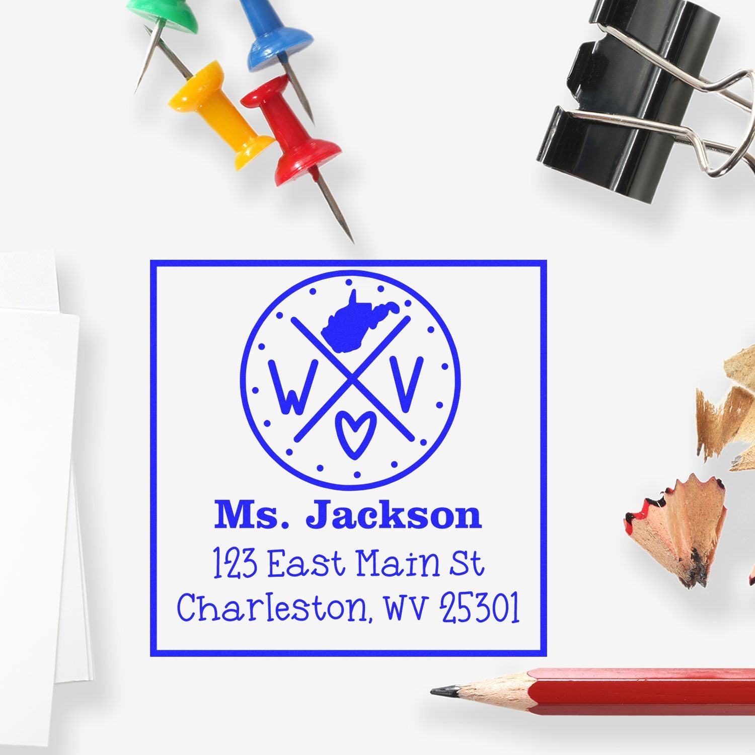 Self-Inking West Virginia State Cross Custom-Made Address Stamper