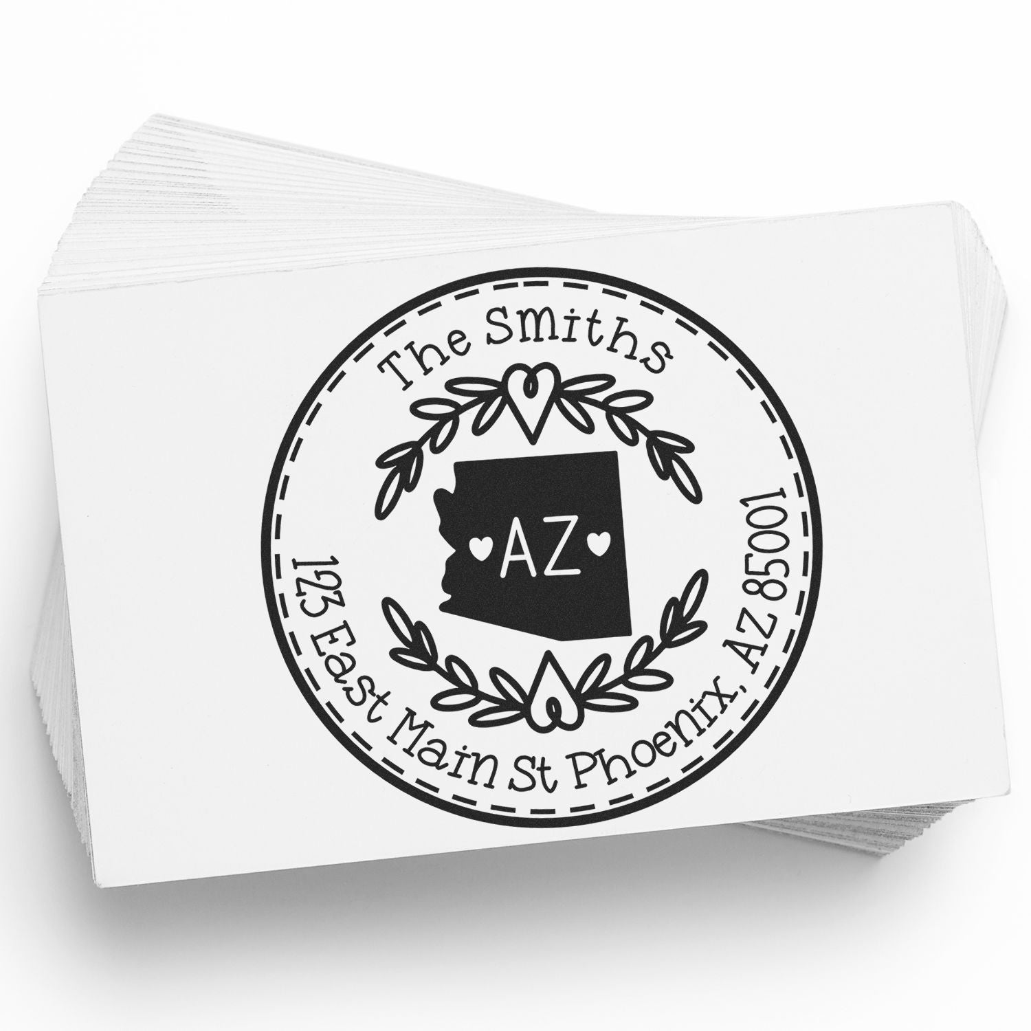 Self-Inking Round Arizona State Wreath Customized Return Address Stamp