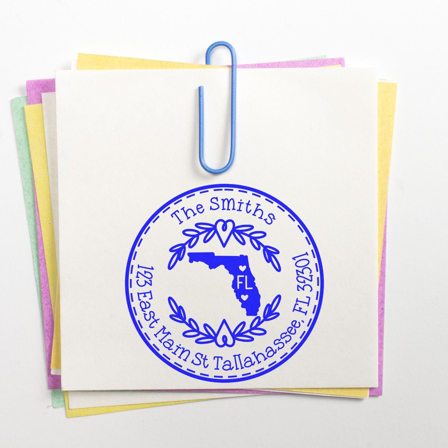 Self-Inking Round Florida State Wreath Custom-Made Address Return Stamp