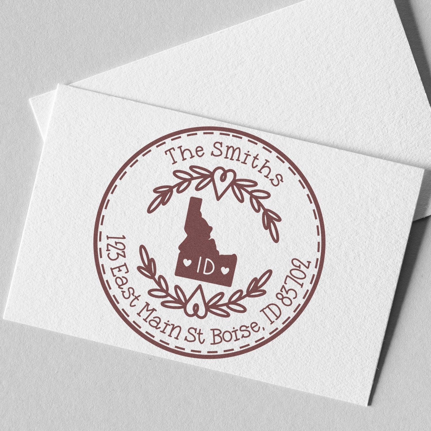 Slim Idaho State Wreath Customizable Mailing Address Pre-Inked Stamp