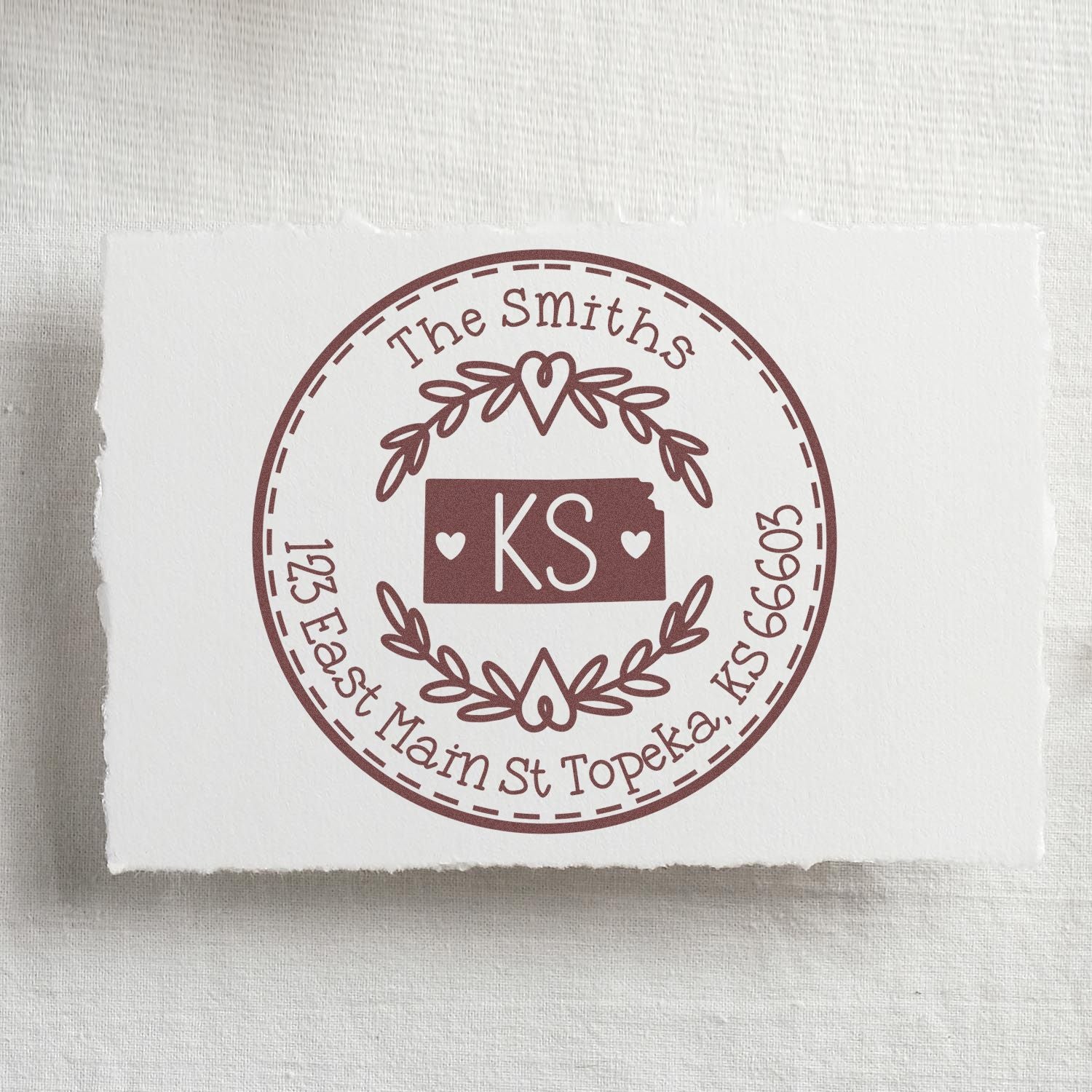 Round PSI Kansas State Wreath Customized Mail Stamp