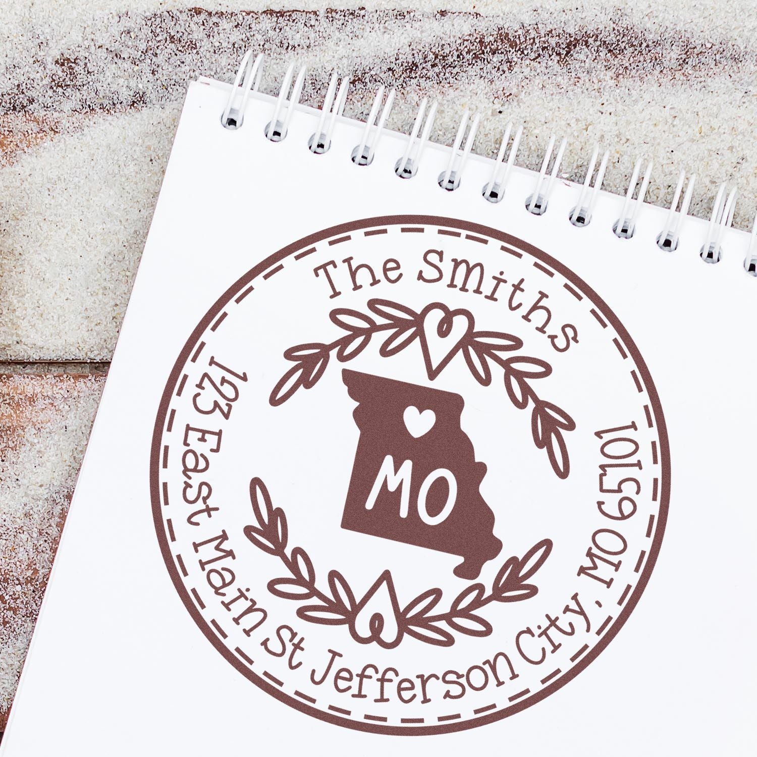 Slim Missouri State Wreath Customizable Return Address Pre-Inked Stamp