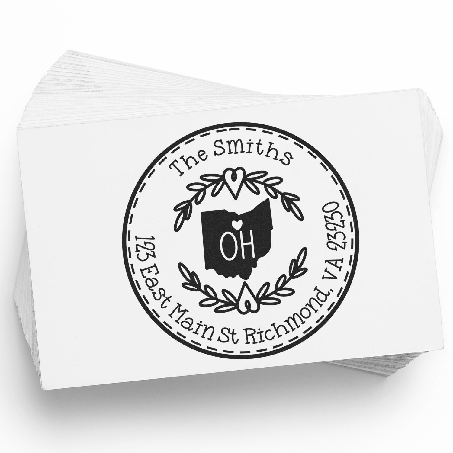 Slim Ohio State Wreath Customized Address Stamp