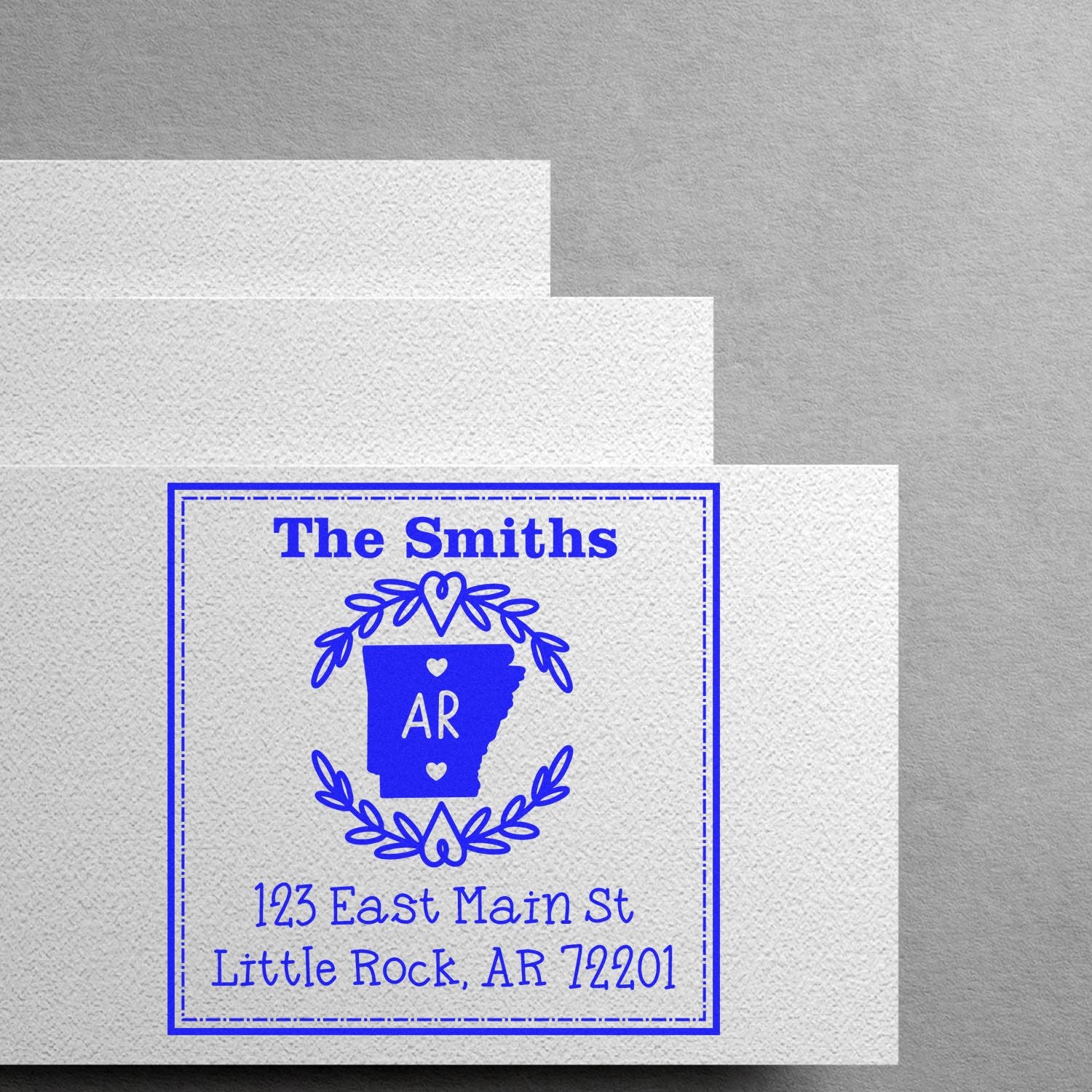 Wood Handle Arkansas State Wreath Custom-Made Address Stamp