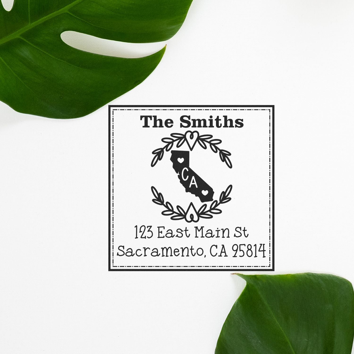 Self-Inking California State Wreath Custom-Made Mailing Stamp