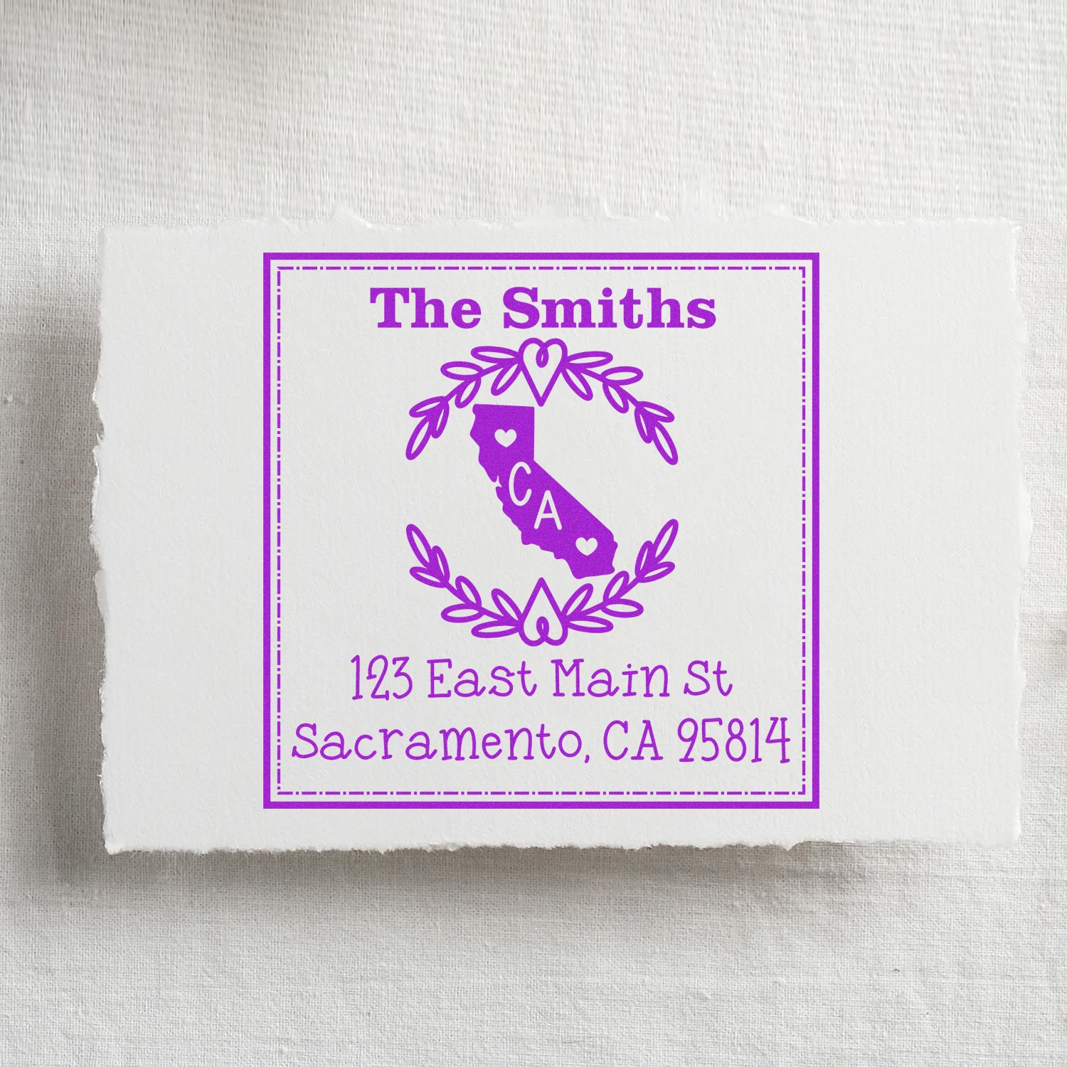 Slim California State Wreath Custom-Made Mailing Address Stamper