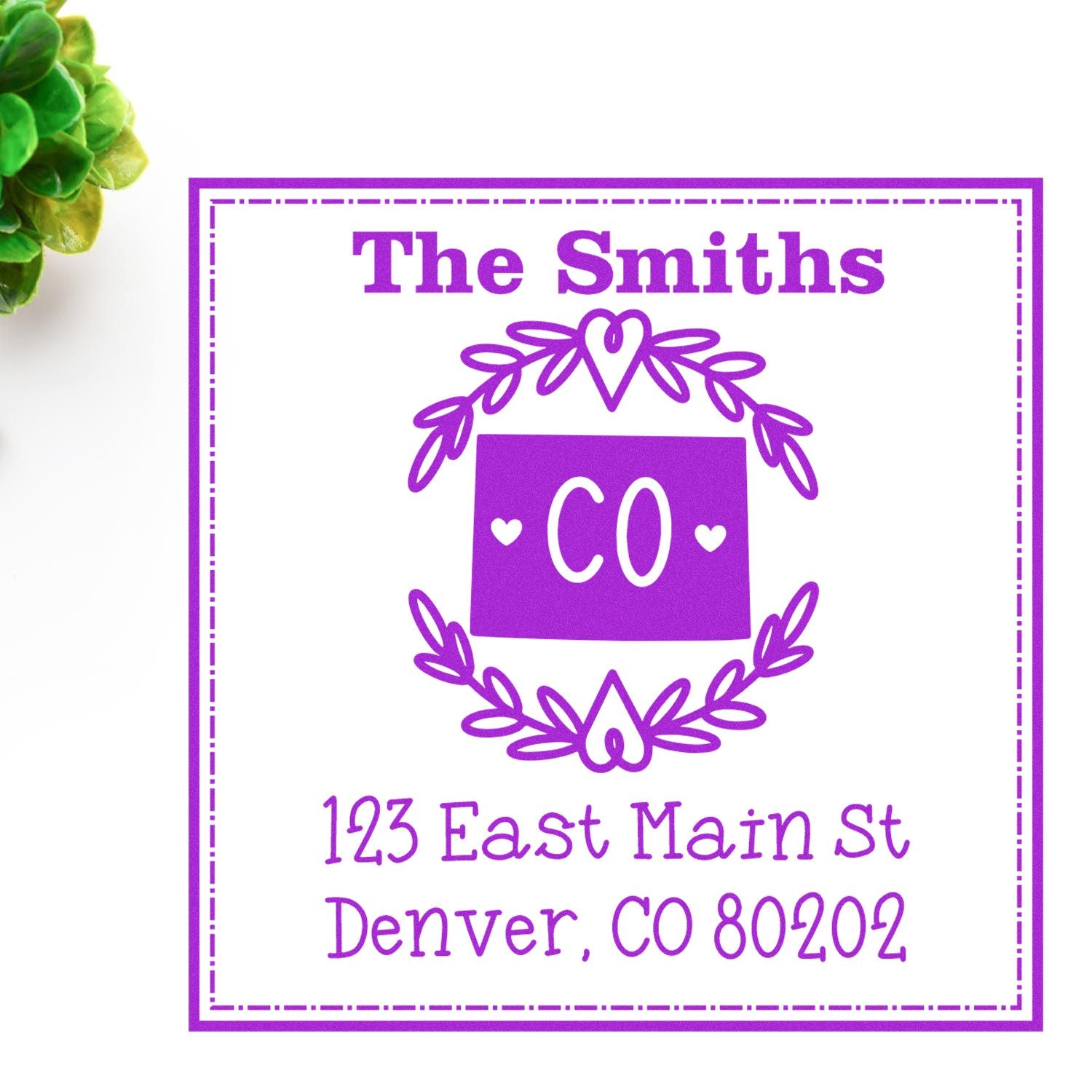 Self-Inking Colorado State Wreath Custom-Made Mailing Stamper