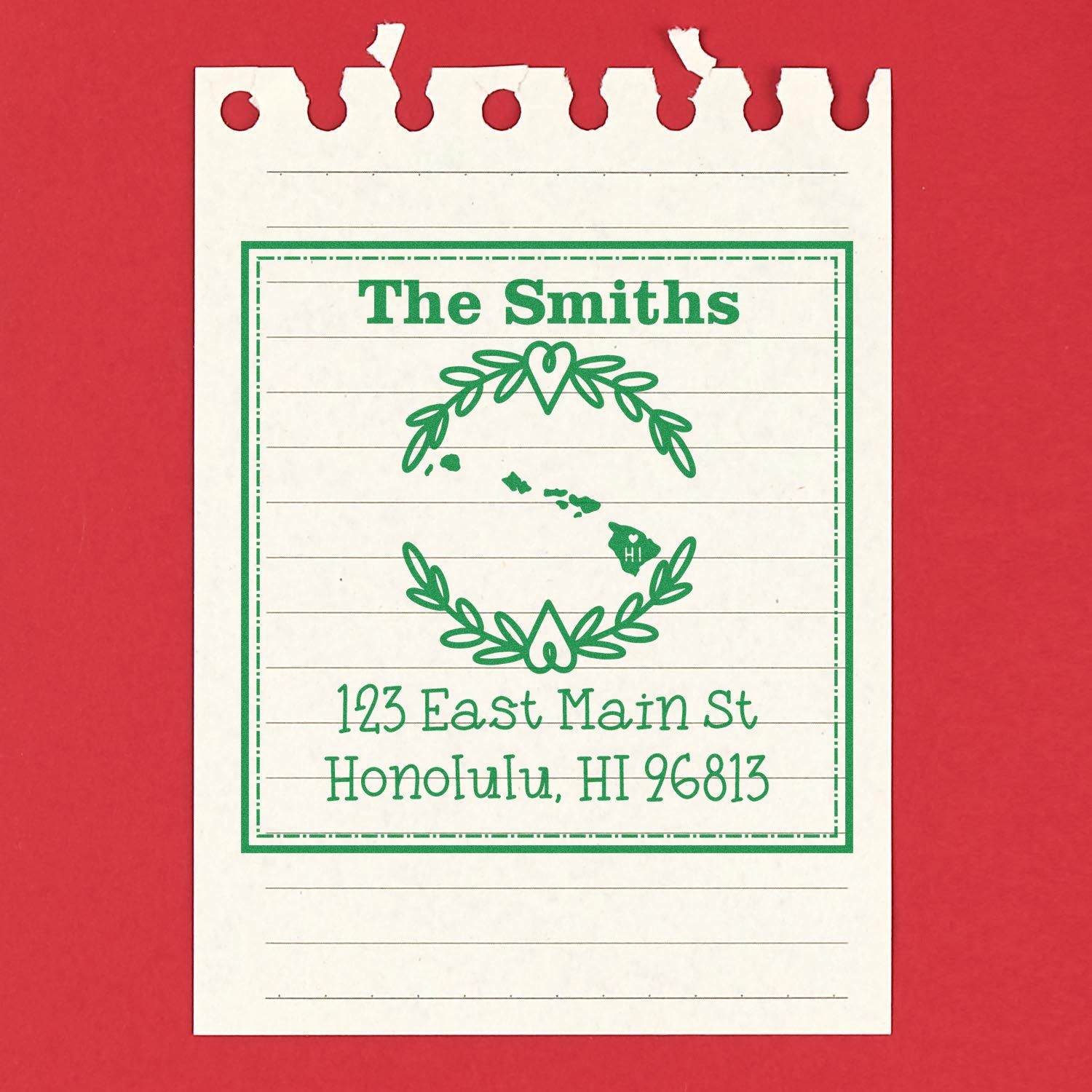 Self-Inking Hawaii State Wreath Custom-Made Home Address Stamp