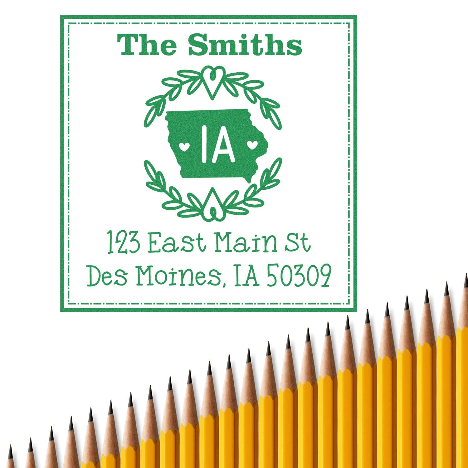 PSI Pre-Inked Iowa State Wreath Custom-Made Mail Address Stamp