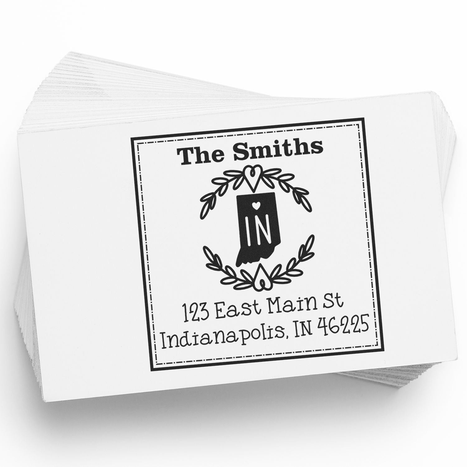 Self-Inking Indiana State Wreath Custom-Made New Home Address Stamp