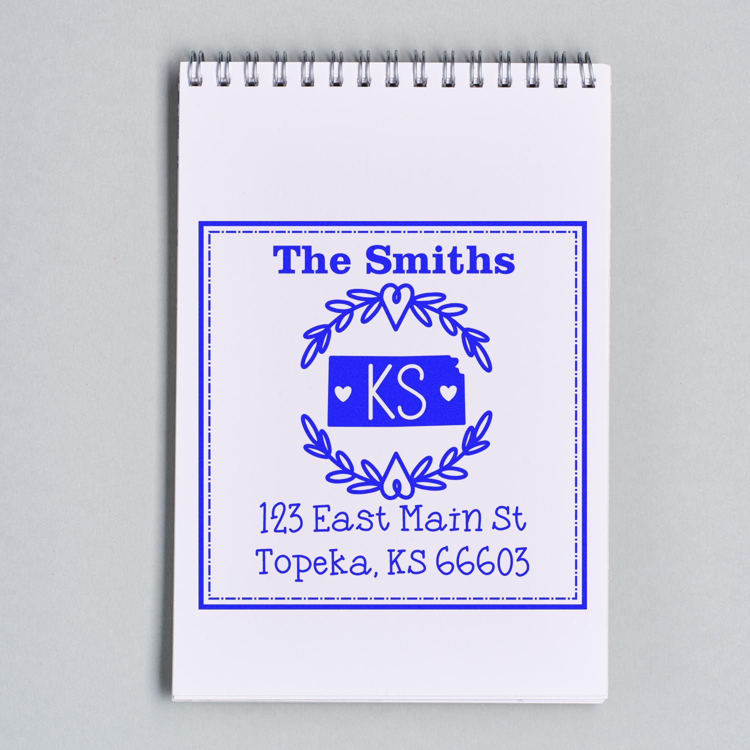 Wood Handle Kansas State Wreath Custom-Made Mail Stamp