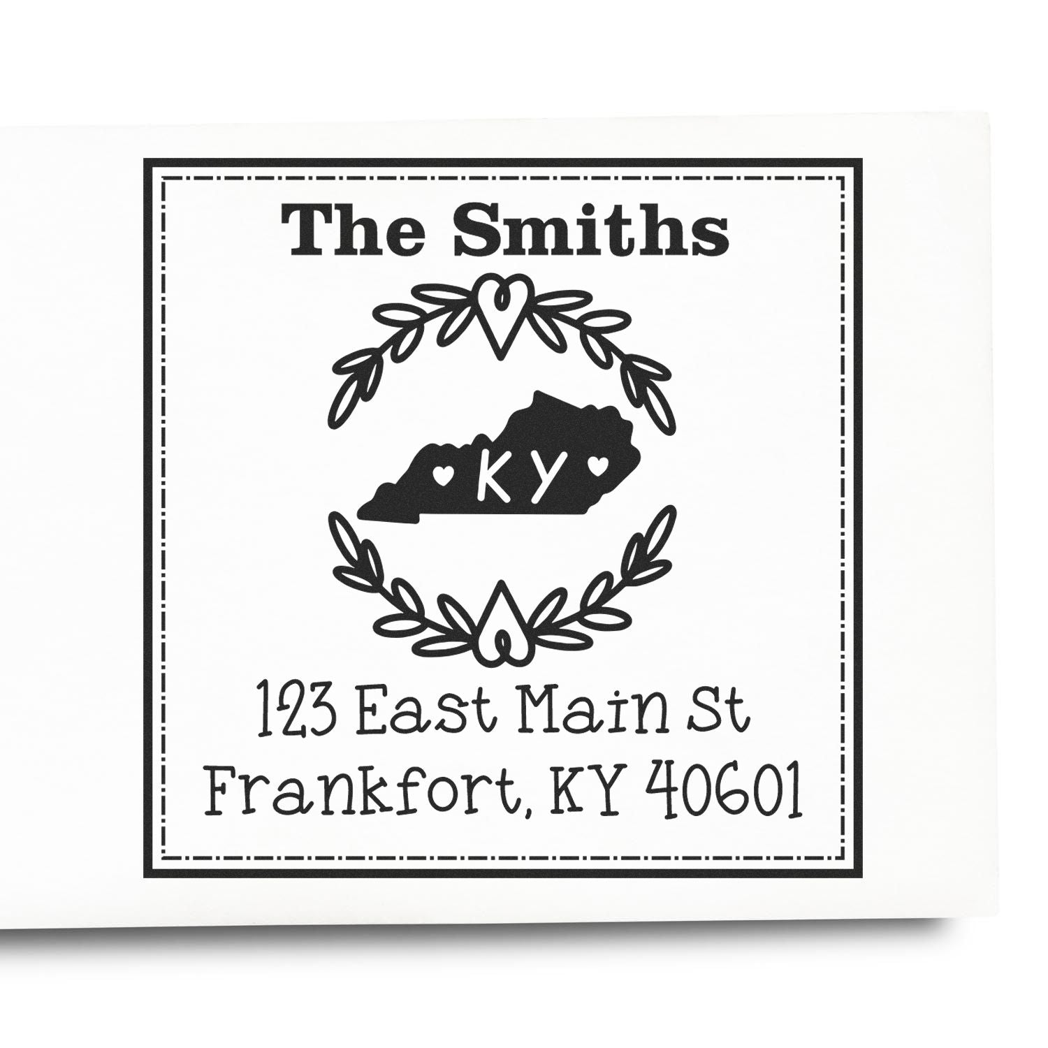 Wood Handle Kentucky State Wreath Custom-Made Mail Stamper