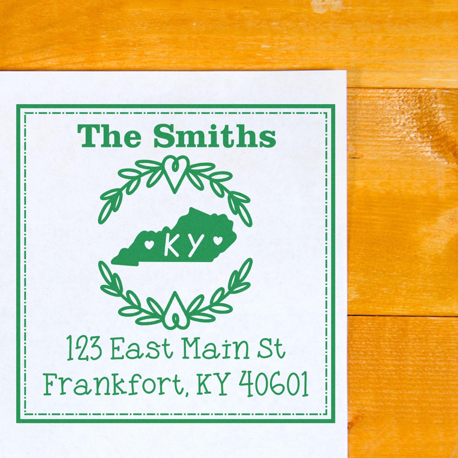 Slim Kentucky State Wreath Custom-Made Address Label Stamper