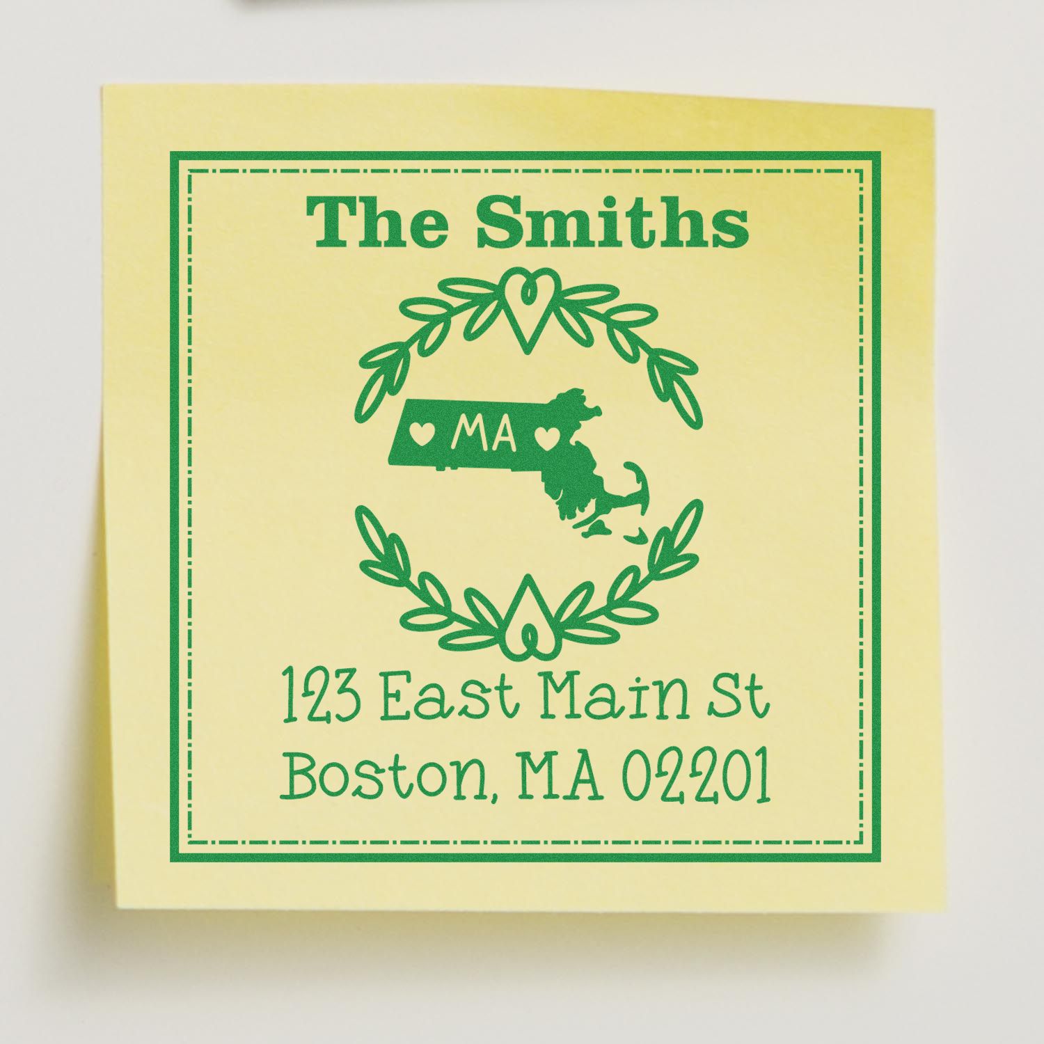 Self-Inking Massachusetts State Wreath Custom-Made Mailing Address Stamper