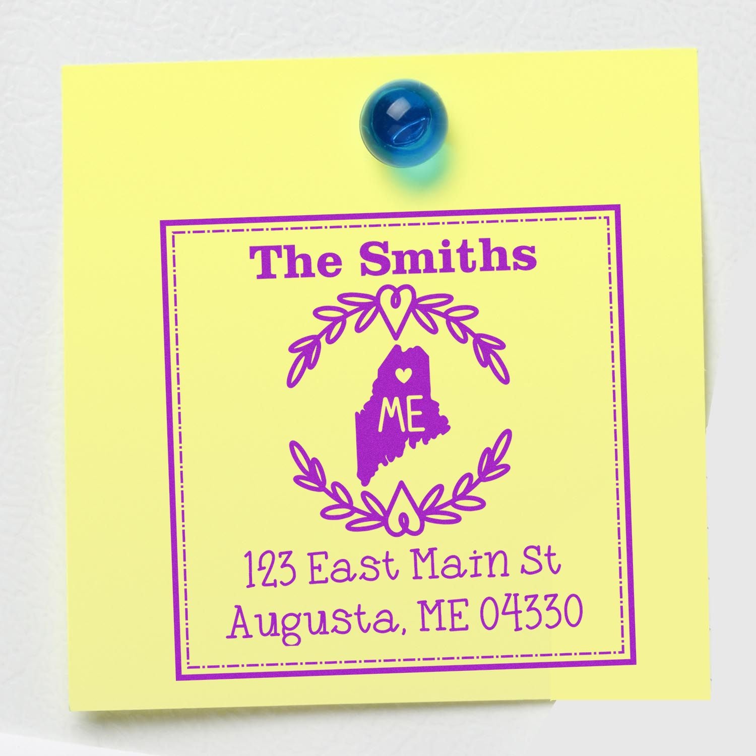 Wood Handle Maine State Wreath Custom-Made Home Address Stamp