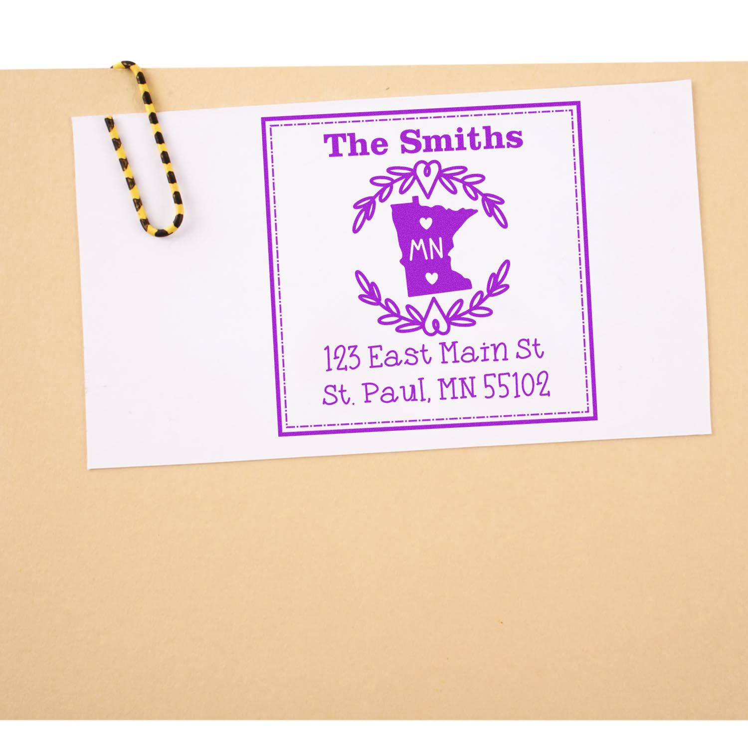 PSI Pre-Inked Minnesota State Wreath Custom-Made Home Address for Envelopes Rubber Stamp