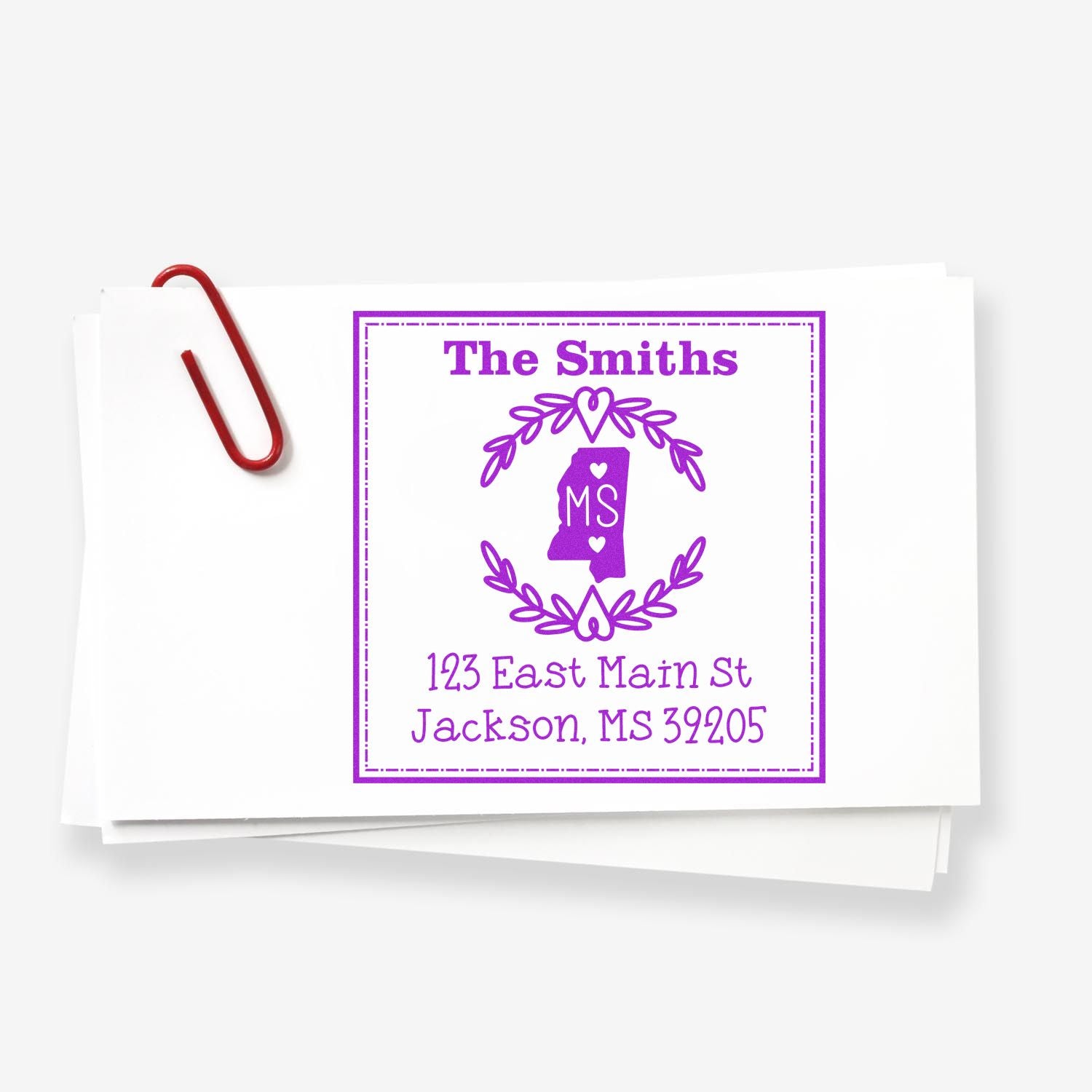 Self-Inking Mississippi State Wreath Custom-Made Mail Address Stamper