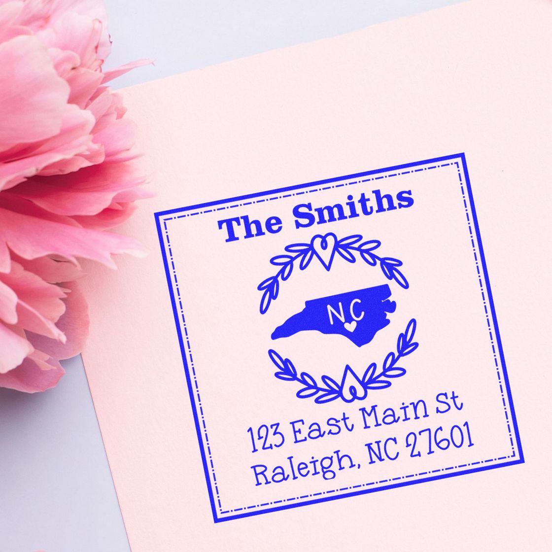 Self-Inking North Carolina State Wreath Custom-Made Address Label Stamper