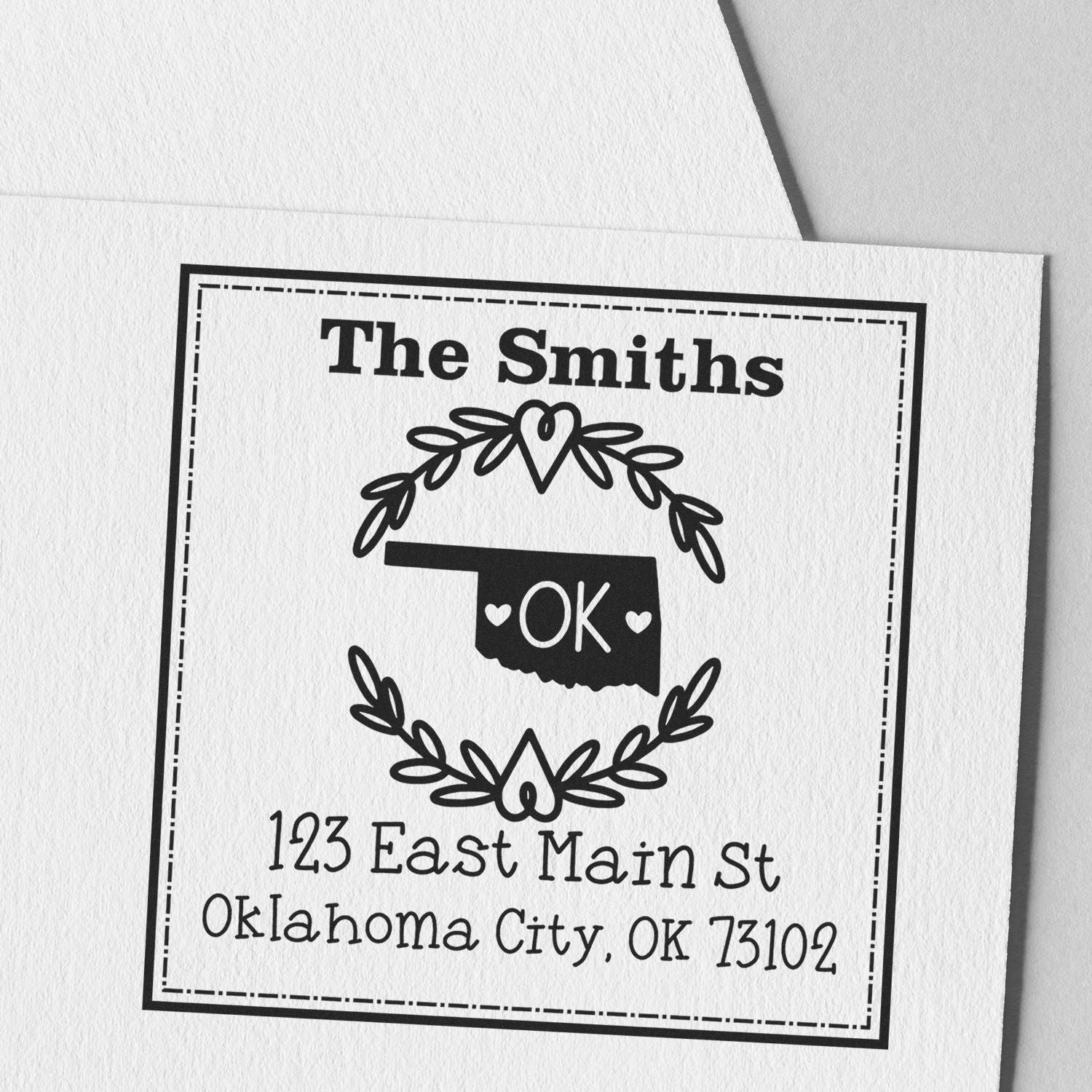 PSI Pre-Inked Oklahoma State Wreath Personalized Mailing Stamp