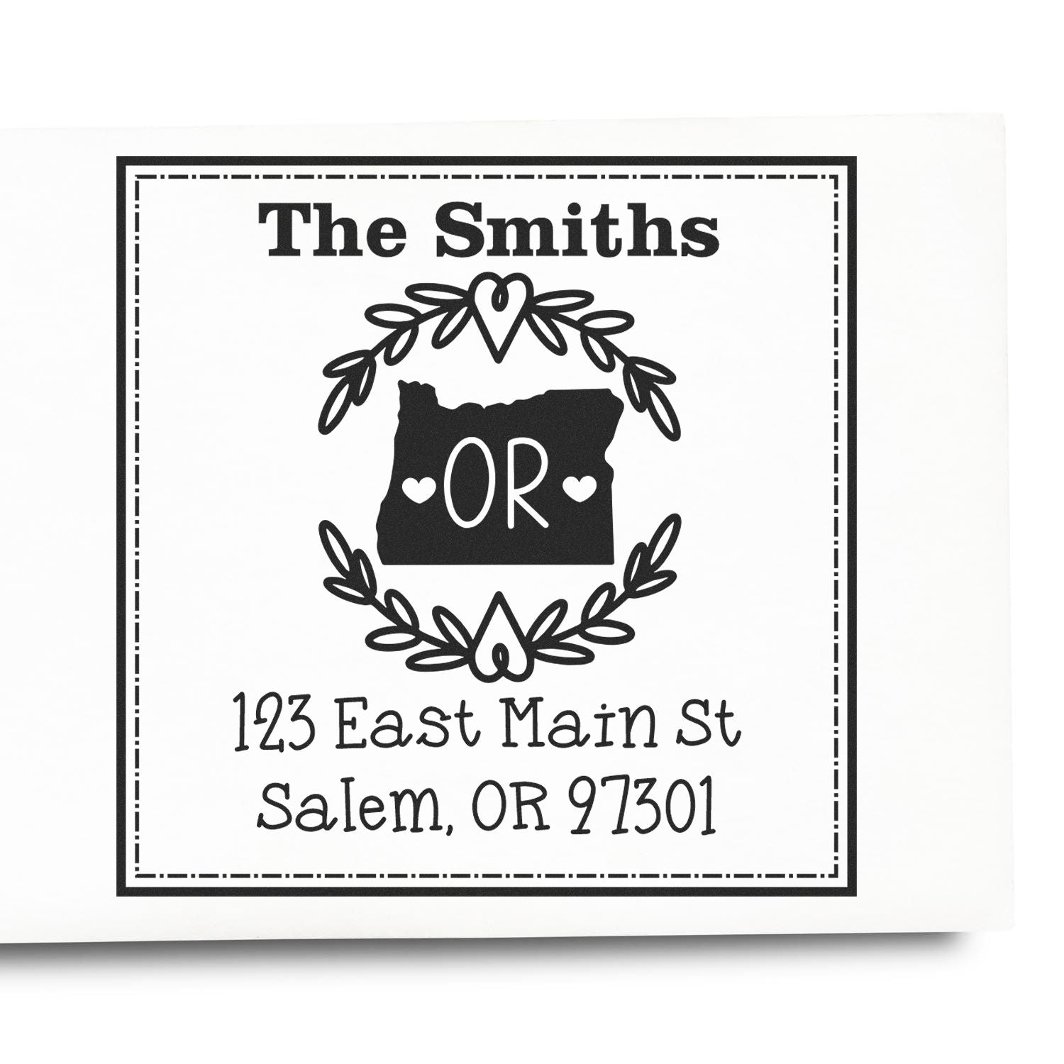 Slim Oregon State Wreath Personalized New Home Address Stamp