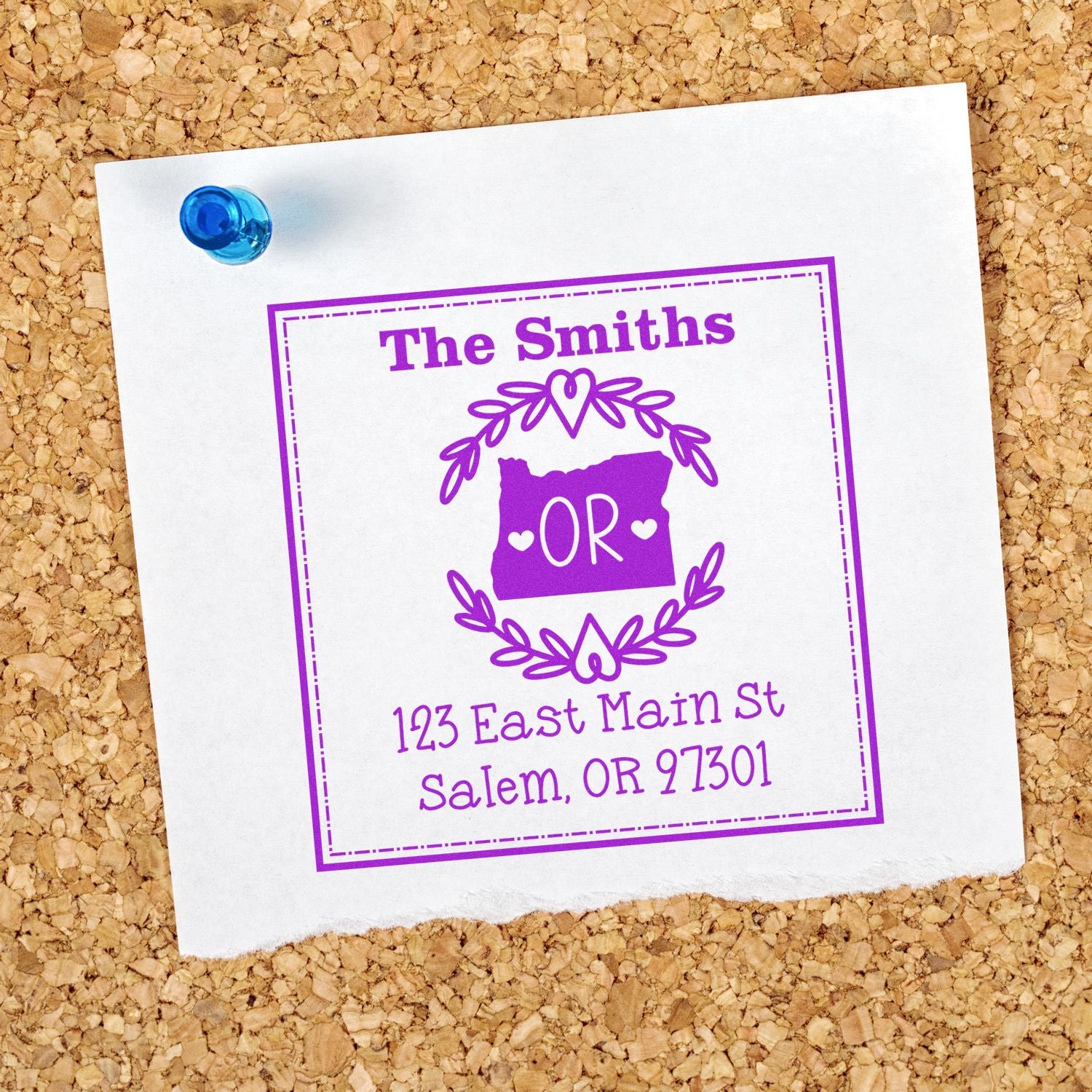 Self-Inking Oregon State Wreath Personalized Address Rubber Stamp