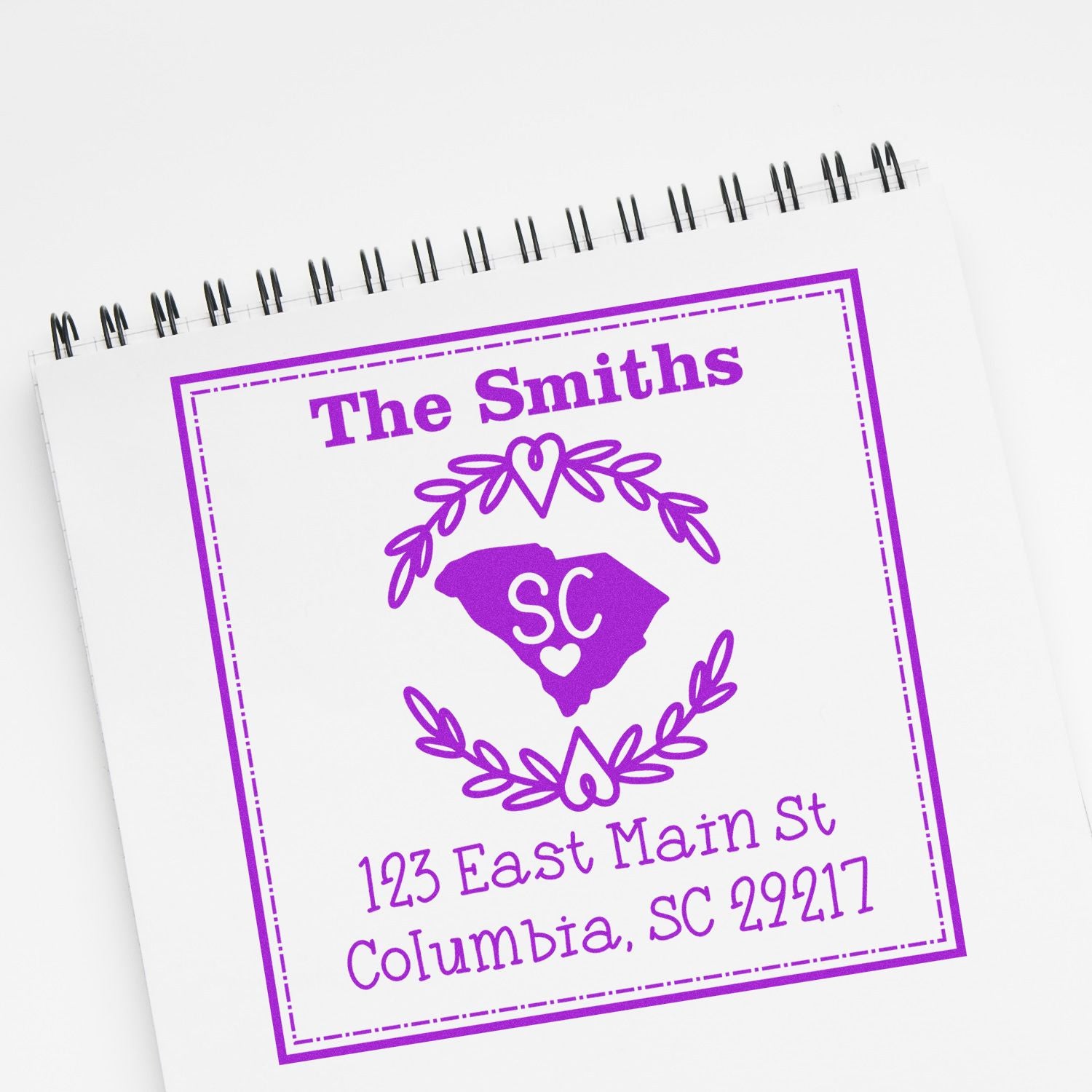 Self-Inking South Carolina State Wreath Personalized Return Address Rubber Stamp