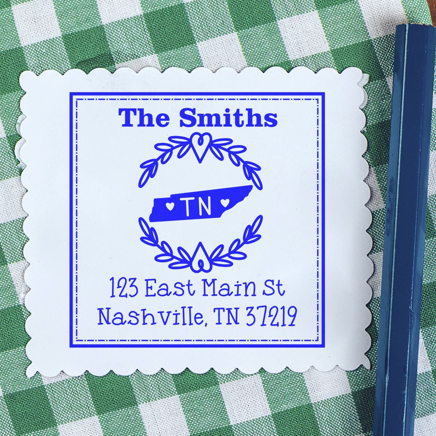 Slim Tennessee State Wreath Personalized Address Return Pre-Inked Stamp