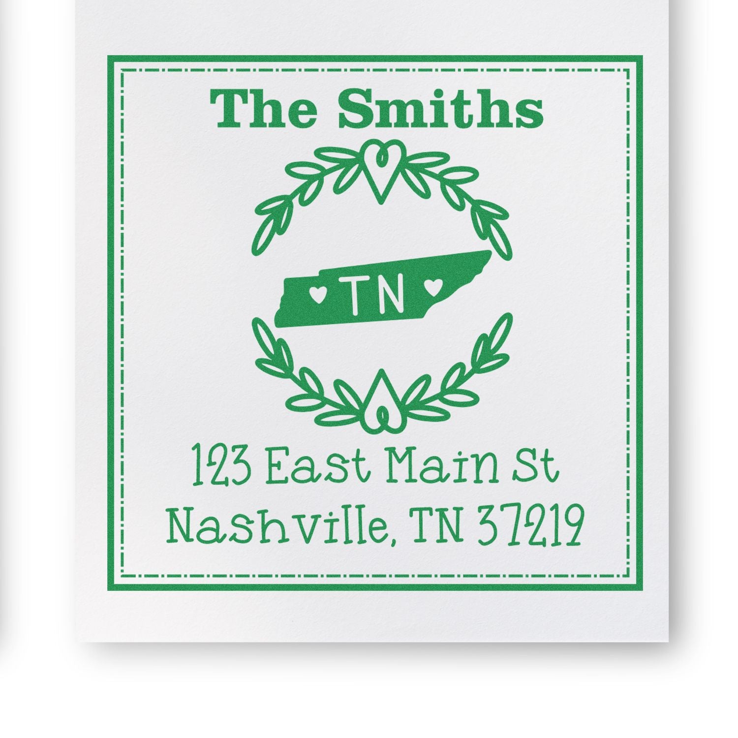 Slim Tennessee State Wreath Personalized Address Return Pre-Inked Stamp