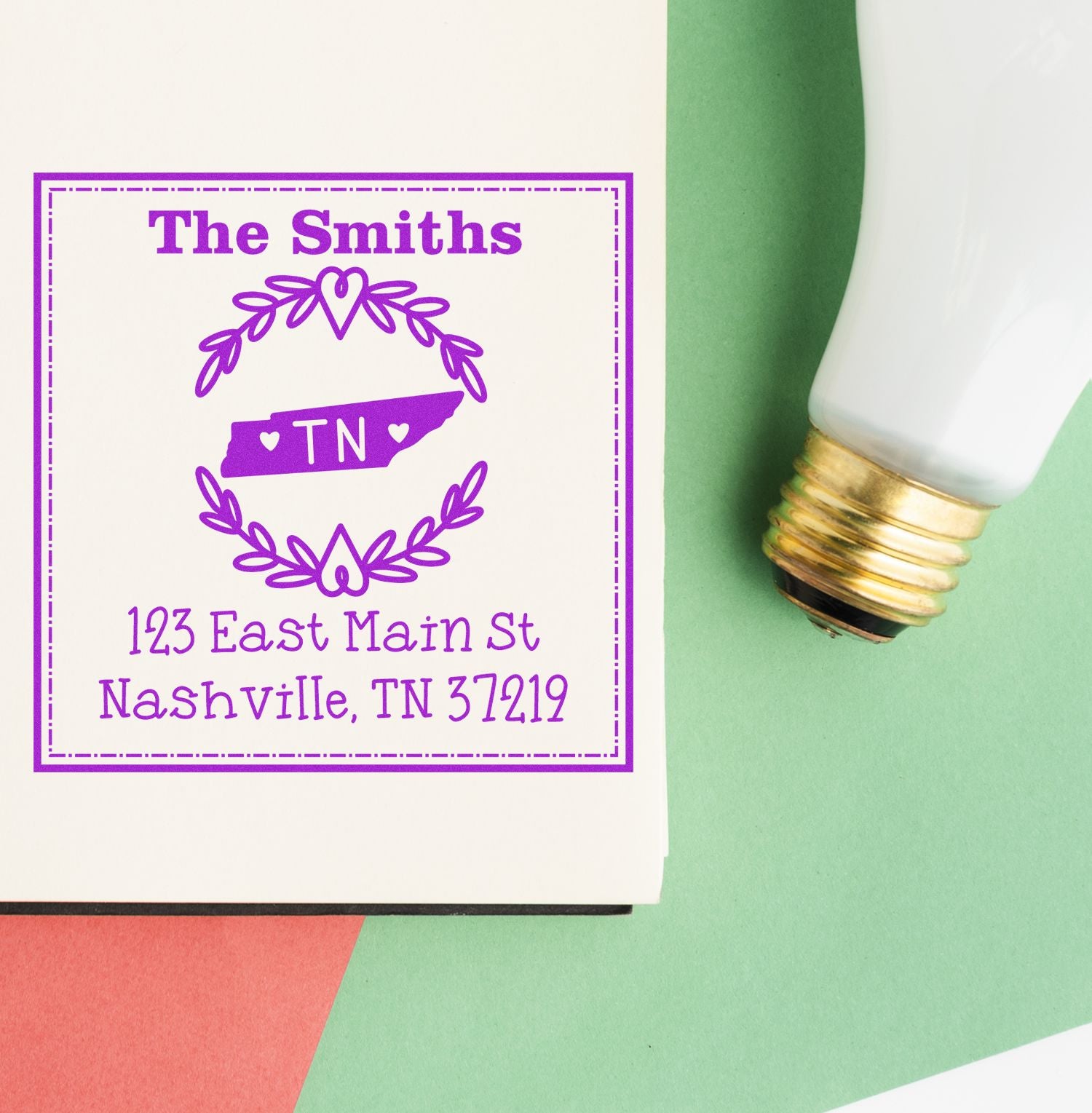 Self-Inking Tennessee State Wreath Personalized Name and Address Stamper