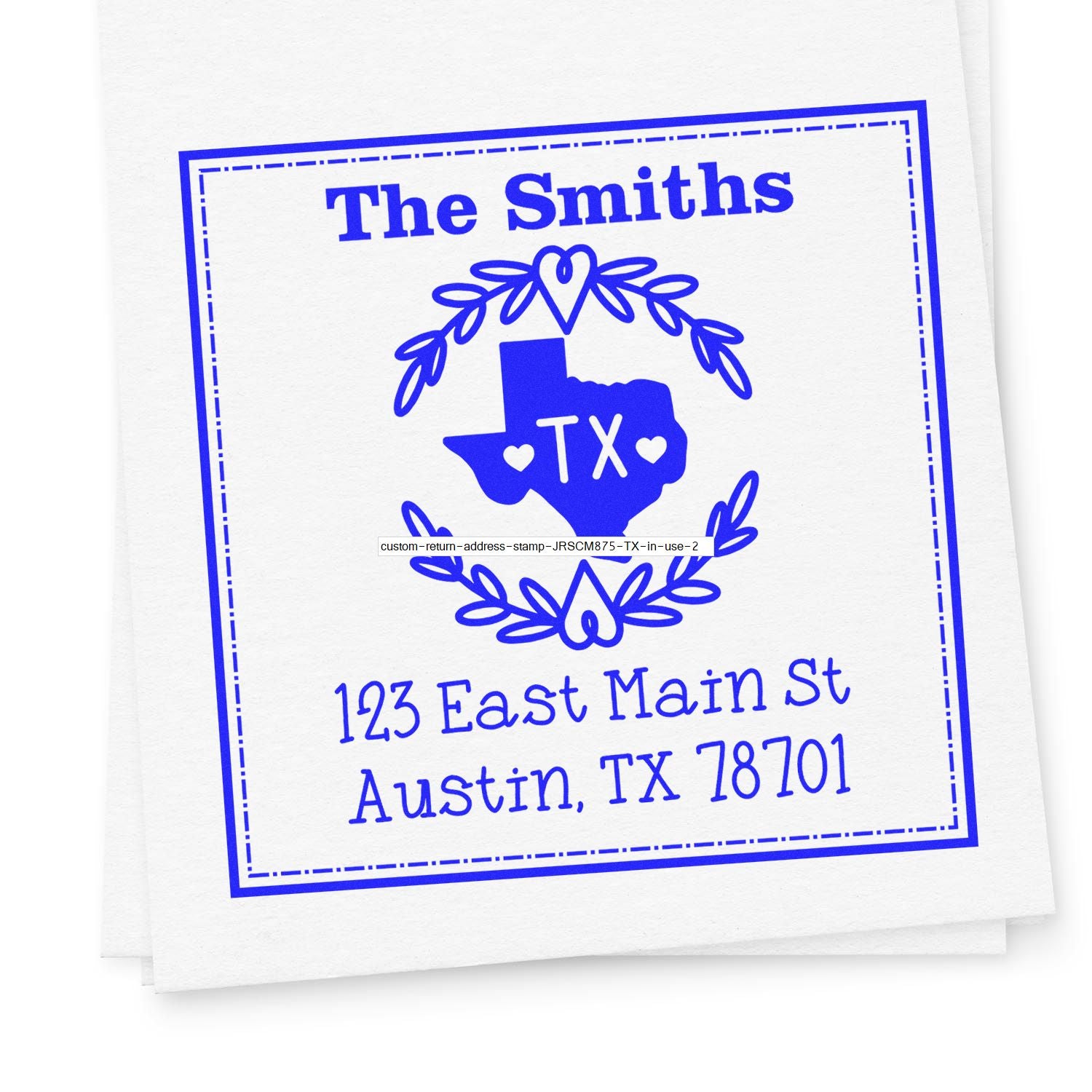 Wood Handle Texas State Wreath Personalized Address Stamp