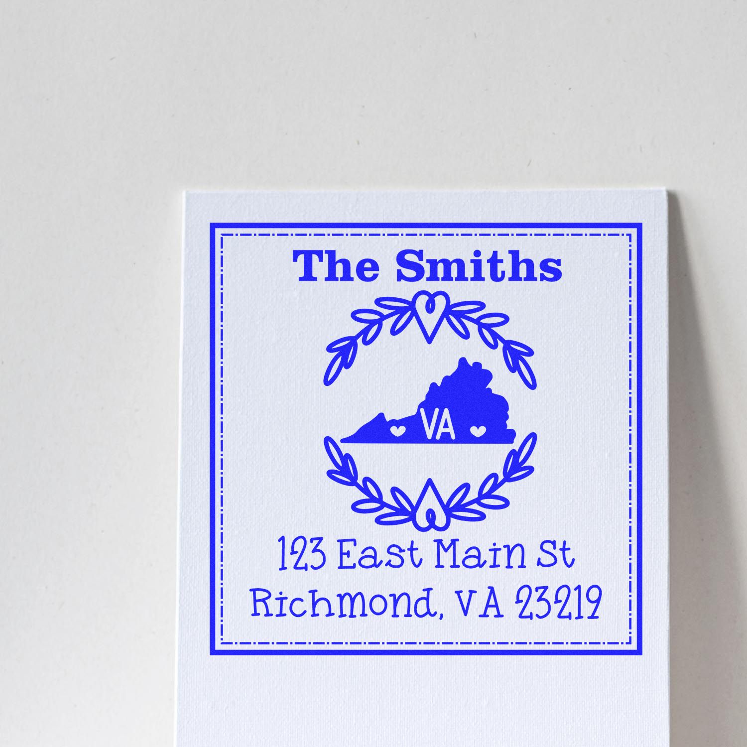 Slim Virginia State Wreath Personalized Mail Address Stamp