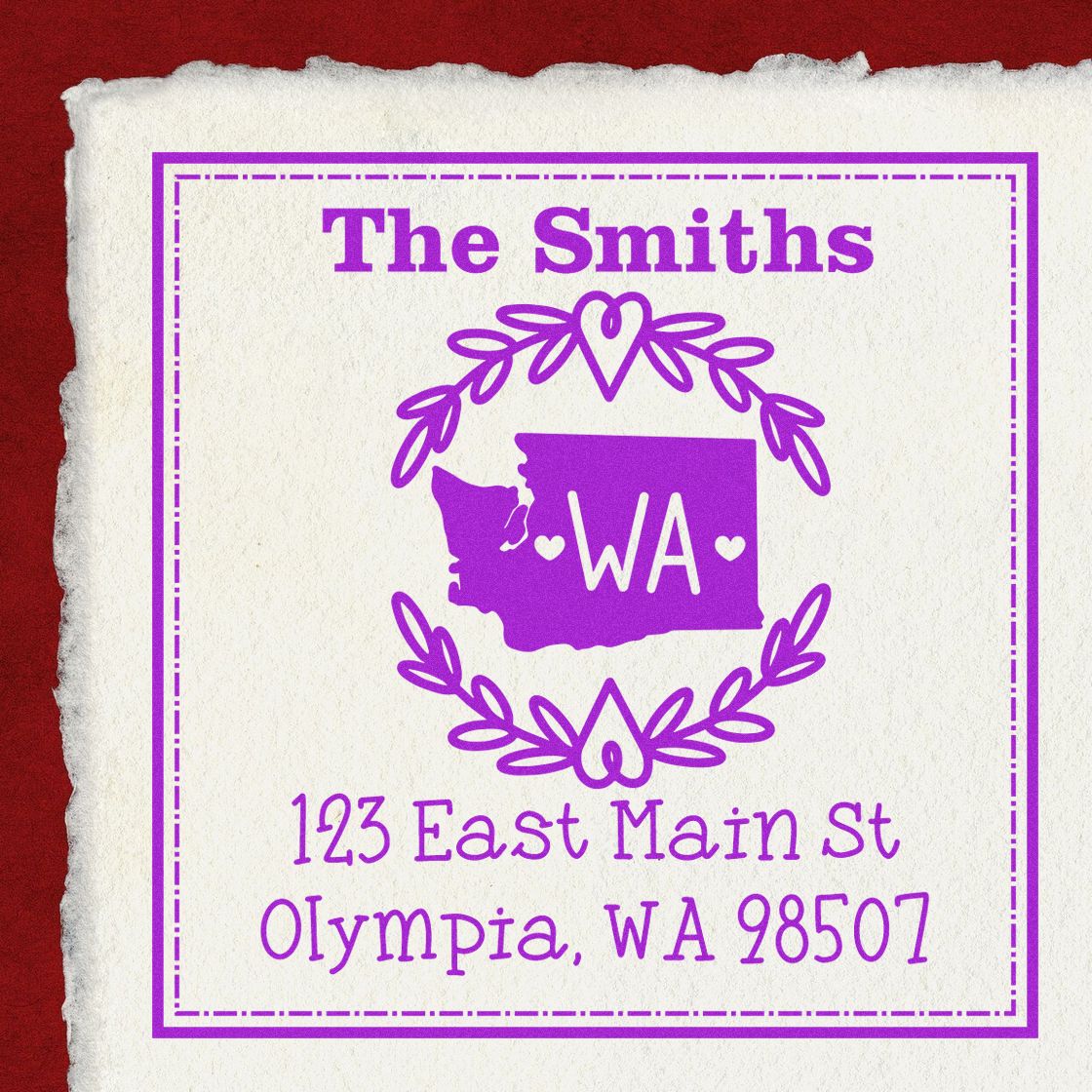 Self-Inking Washington State Wreath Personalized Mail Stamp