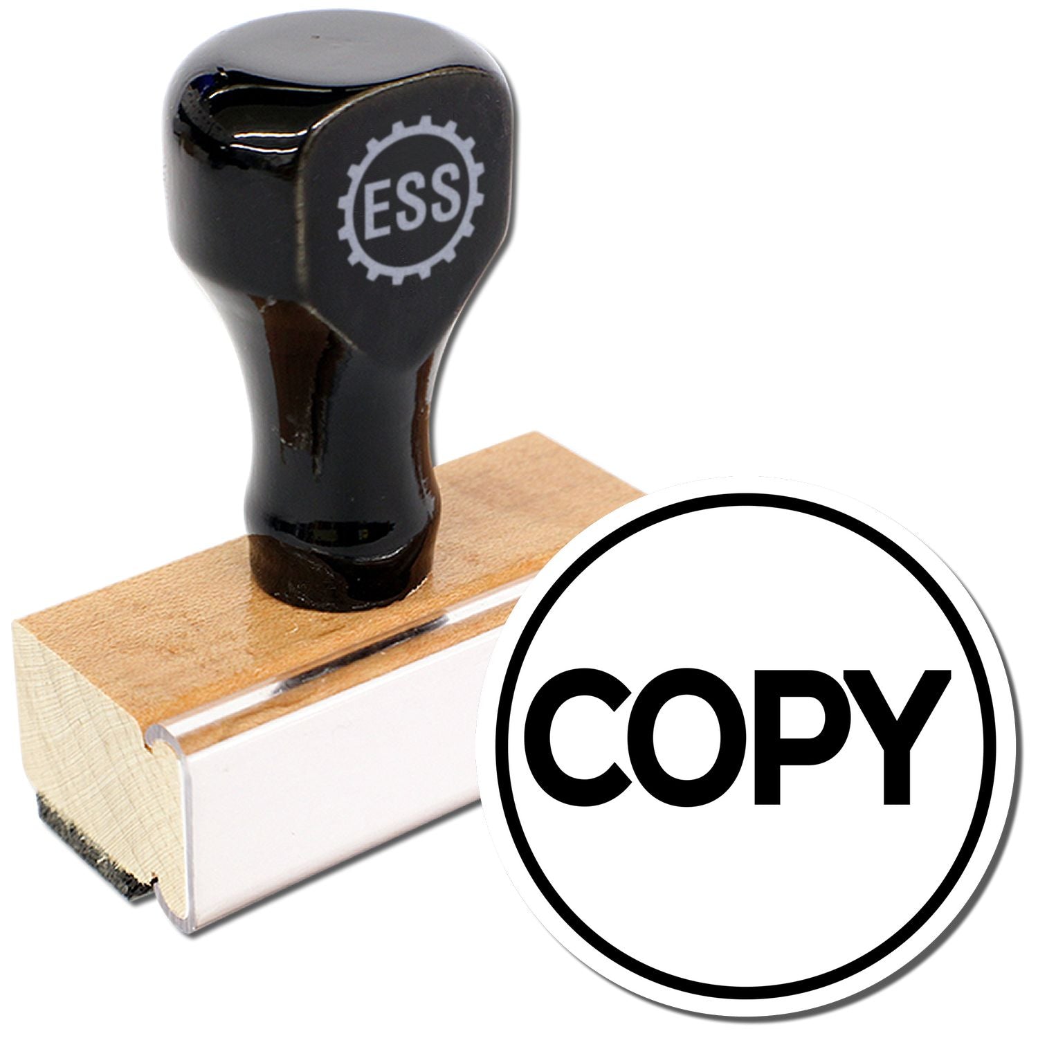 Round Copy Rubber Stamp with a black handle and wooden base, featuring the word 'COPY' in bold inside a circular border.